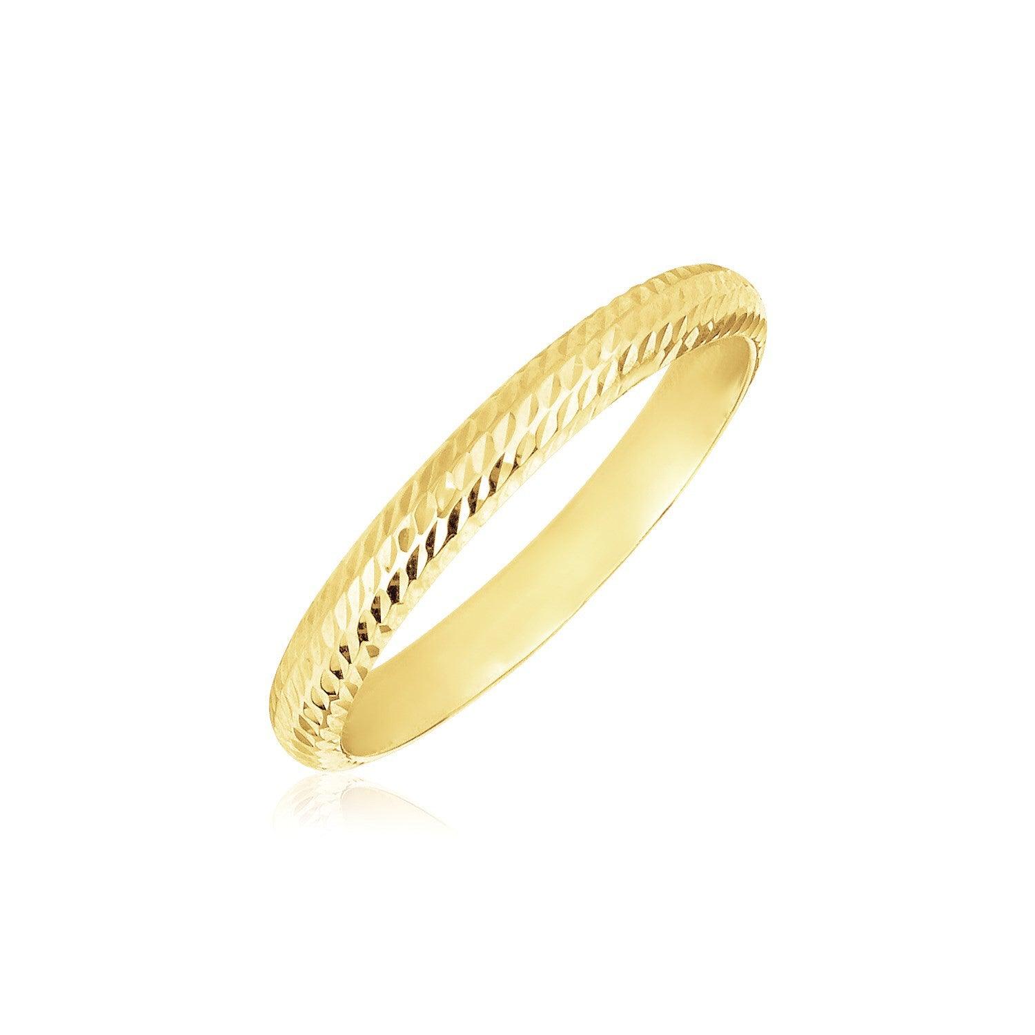 14K Yellow Gold Textured Comfort Fit Wedding Band for Men & Women - Perfect for Engagement, Anniversary & Everyday Wear