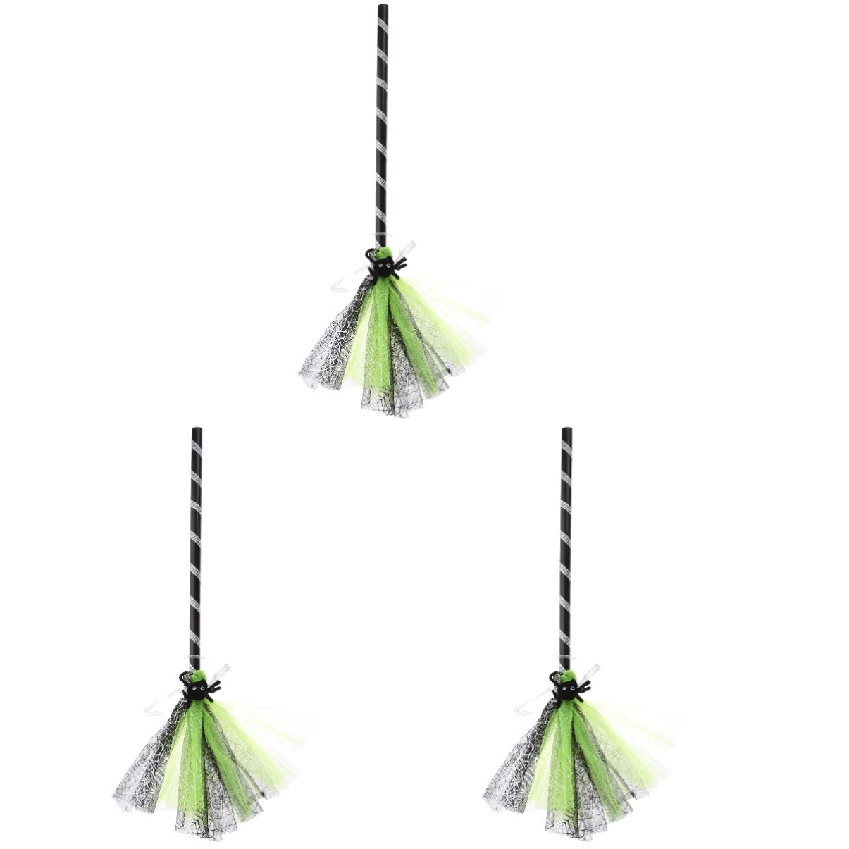 HANABASS Set of 2 Halloween Flying Witch Broomsticks - Realistic Wizard Broom Props for Halloween Decorations, Witch Costume Accessories, and Themed Party Supplies - Perfect for Indoor/Outdoor Halloween Displays, Cosplay, and Photo Shoots