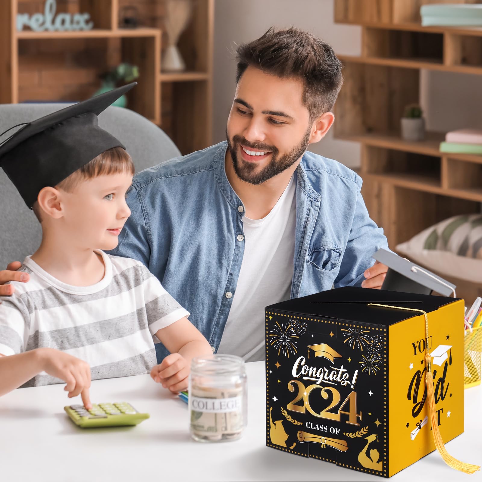 Bestoyard 2024 Graduation Card Box - Class of 2024 Congratulations Grad Card Holder, Invitation Card Organizer - Perfect for Graduation Party Decorations & School Celebration Supplies