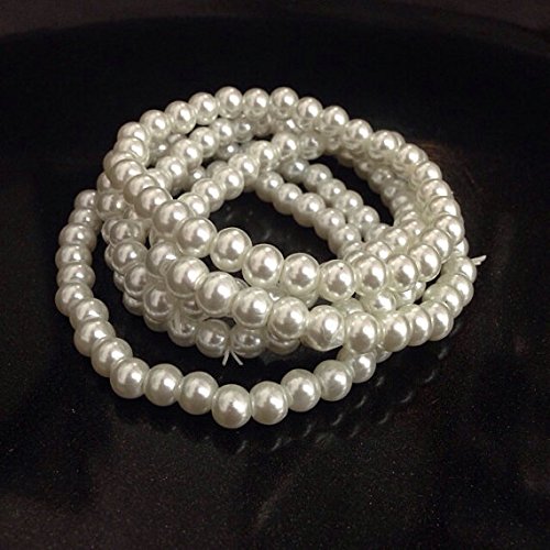 Vintage-Inspired White Faux Pearl Bracelet Set - 5Pc Bridesmaid Jewelry for Weddings, Bridal Showers, Tea Parties & Bridgerton-Themed Events | Elegant Gift for Women & Girls