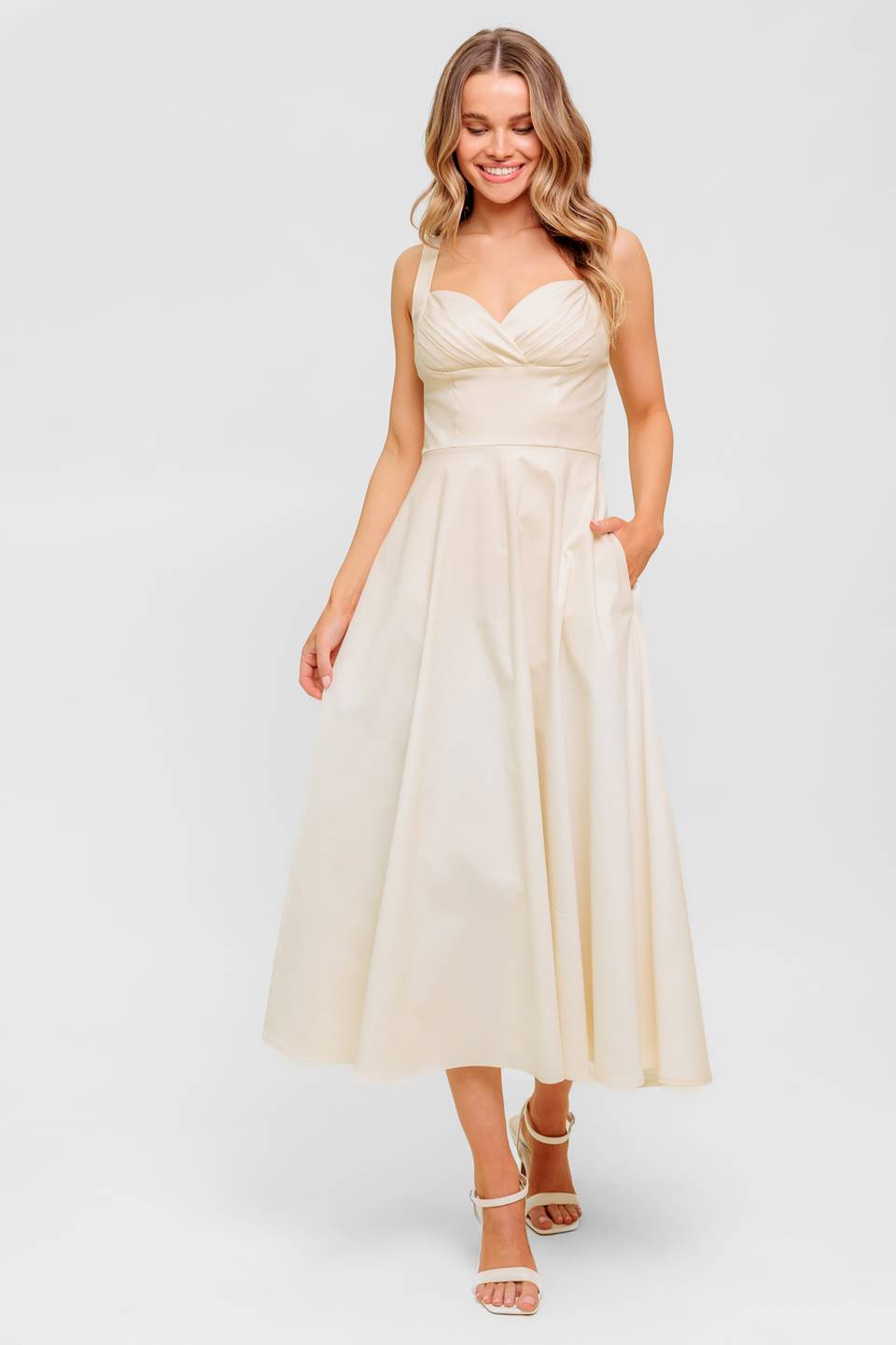 CHANTILLY CHARM SHIRRED MIDI DRESS - Floral Summer Dress for Women, Elegant Ruffled Sleeves & Smocked Waist - Perfect for Garden Parties, Date Nights & Vacation Outfits