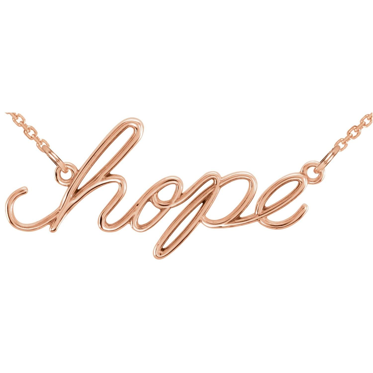 14K Gold 'Hope' Pendant Necklace - 16.5 Inch Fine Jewelry for Women - Elegant Gift for Anniversary, Birthday & Special Occasions