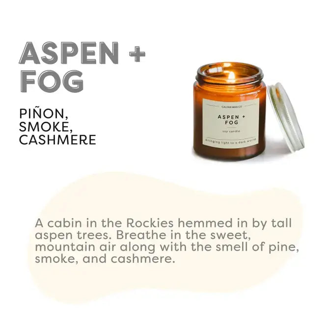 Aspen Fog Soy Candle (3.1 oz) - Mini Amber Jar, Mountain Cabin Scent - Perfect for Relaxation, Home Decor & Gifts
