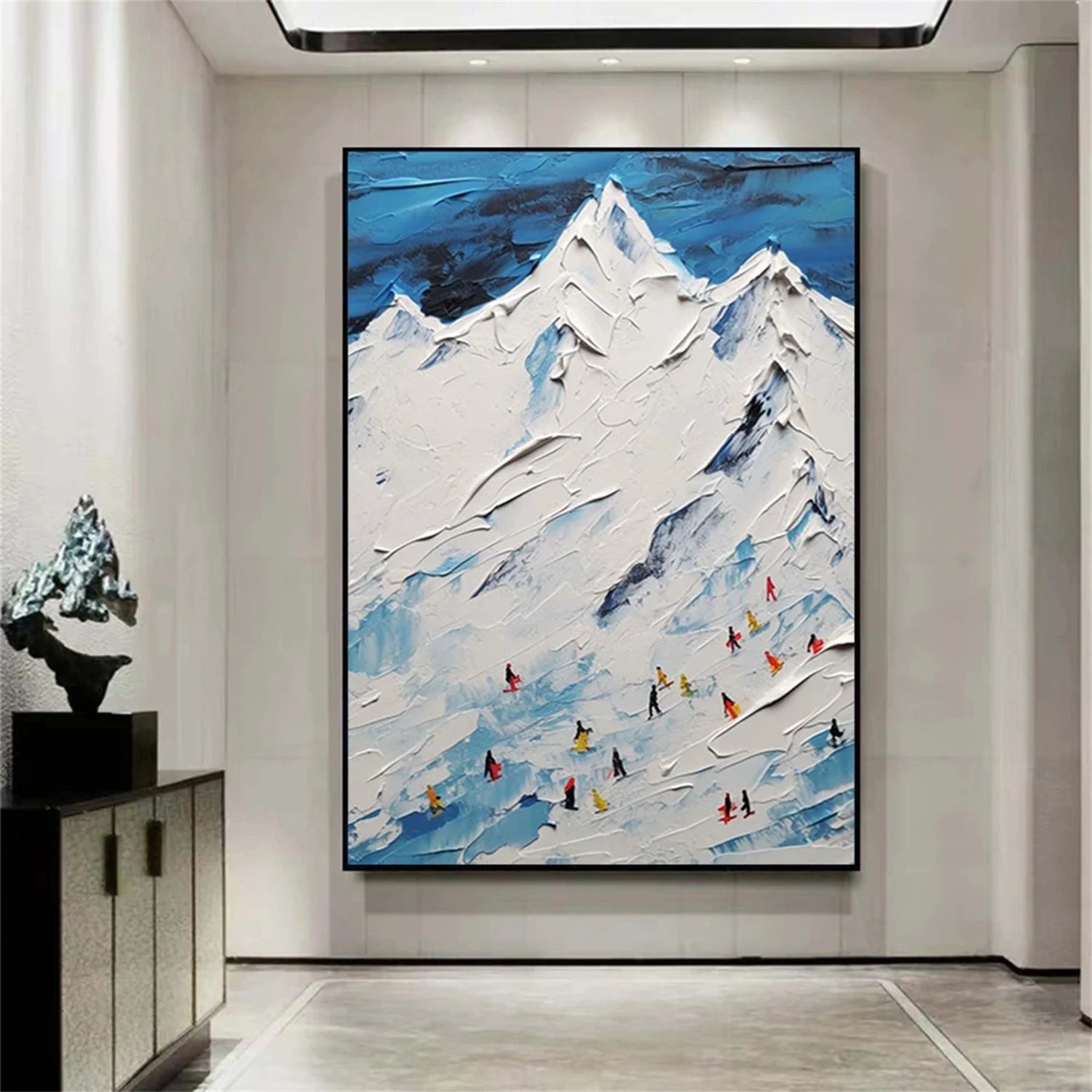 SP034 Textured Skiing Sport Art Painting Canvas - Perfect for Home Decor, Office Wall Art & Winter Sports Enthusiasts
