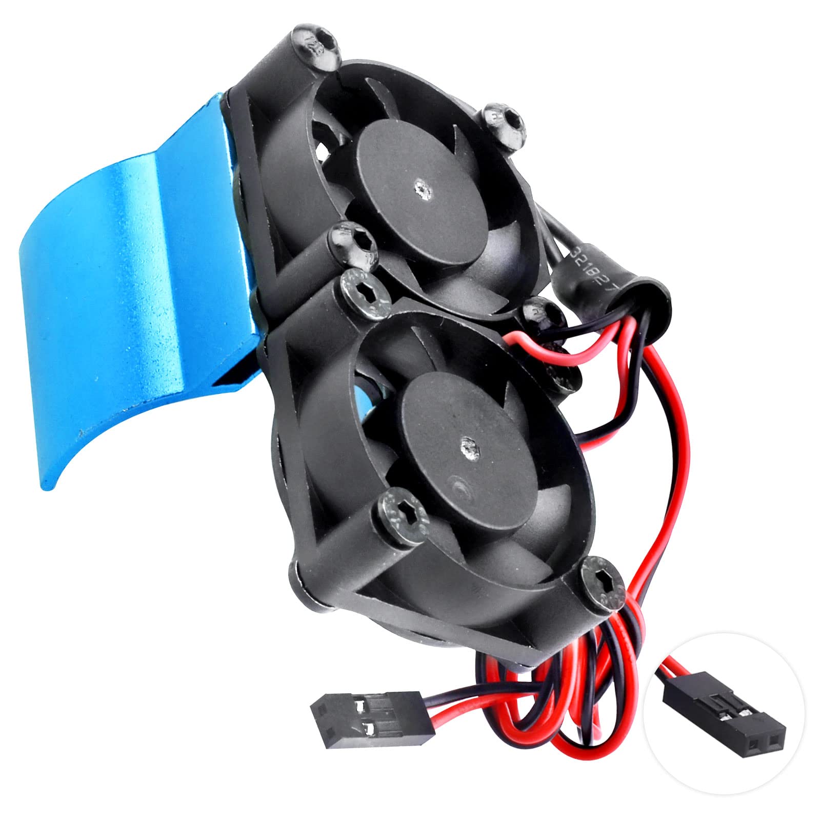High Performance Aluminum RC Motor Heat Sink with Dual Turbo Cooling Fans - Compatible with 540/550 Motors (Traxxas, Redcat, HSP, HPI, WLtoys, Himoto, Tamiya) - Blue - Perfect for Off-Road RC Cars, Drift Racing & High-Speed RC Models