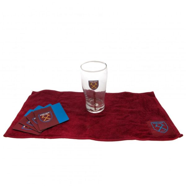 West Ham United Mini Bar Set - Portable Football Themed Drinkware for Home, Office & Game Day Parties - Perfect for Soccer Fans & Gift Giving