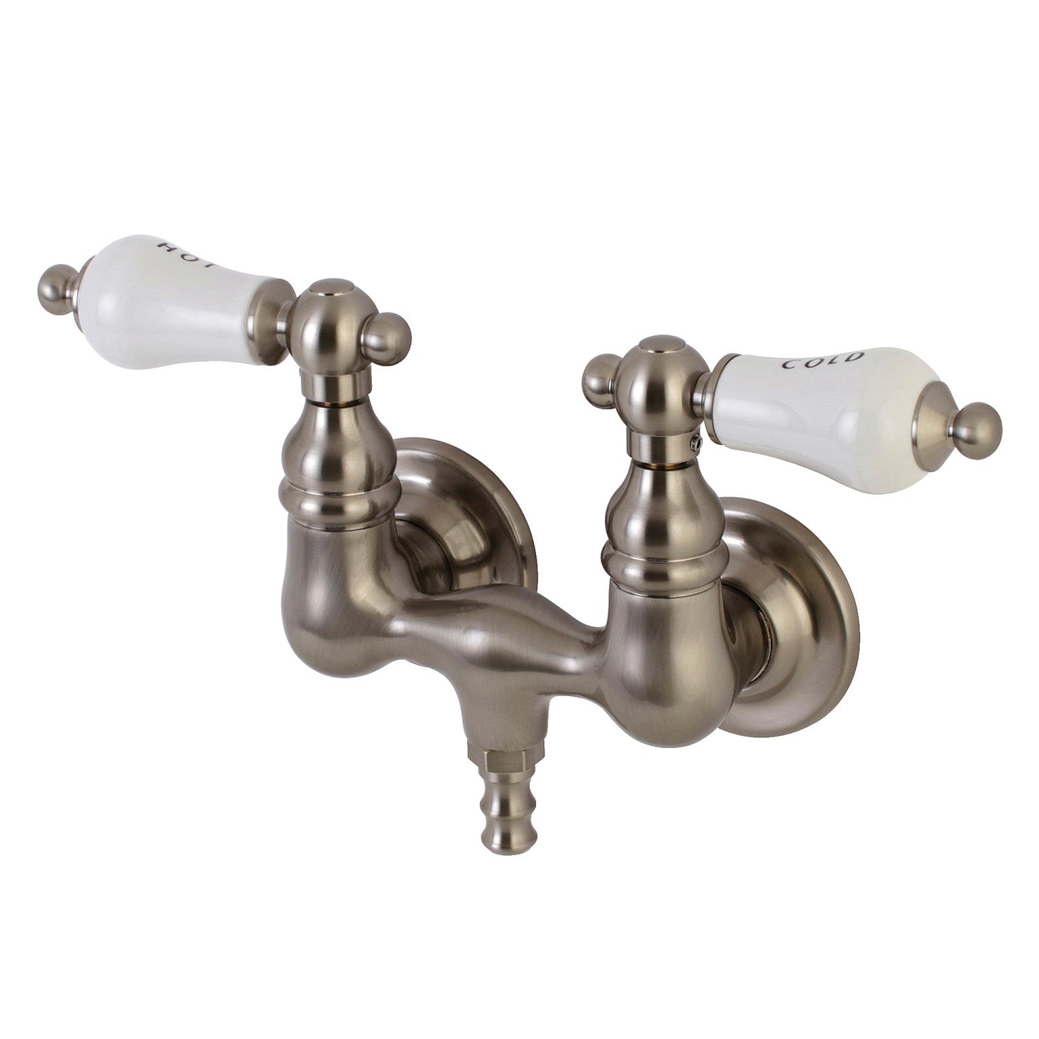 Vintage Clawfoot Tub Faucet with Two Handles - Brushed Nickel Finish for Bathroom Wall Mount - Perfect for Antique & Classic Style Bathrooms