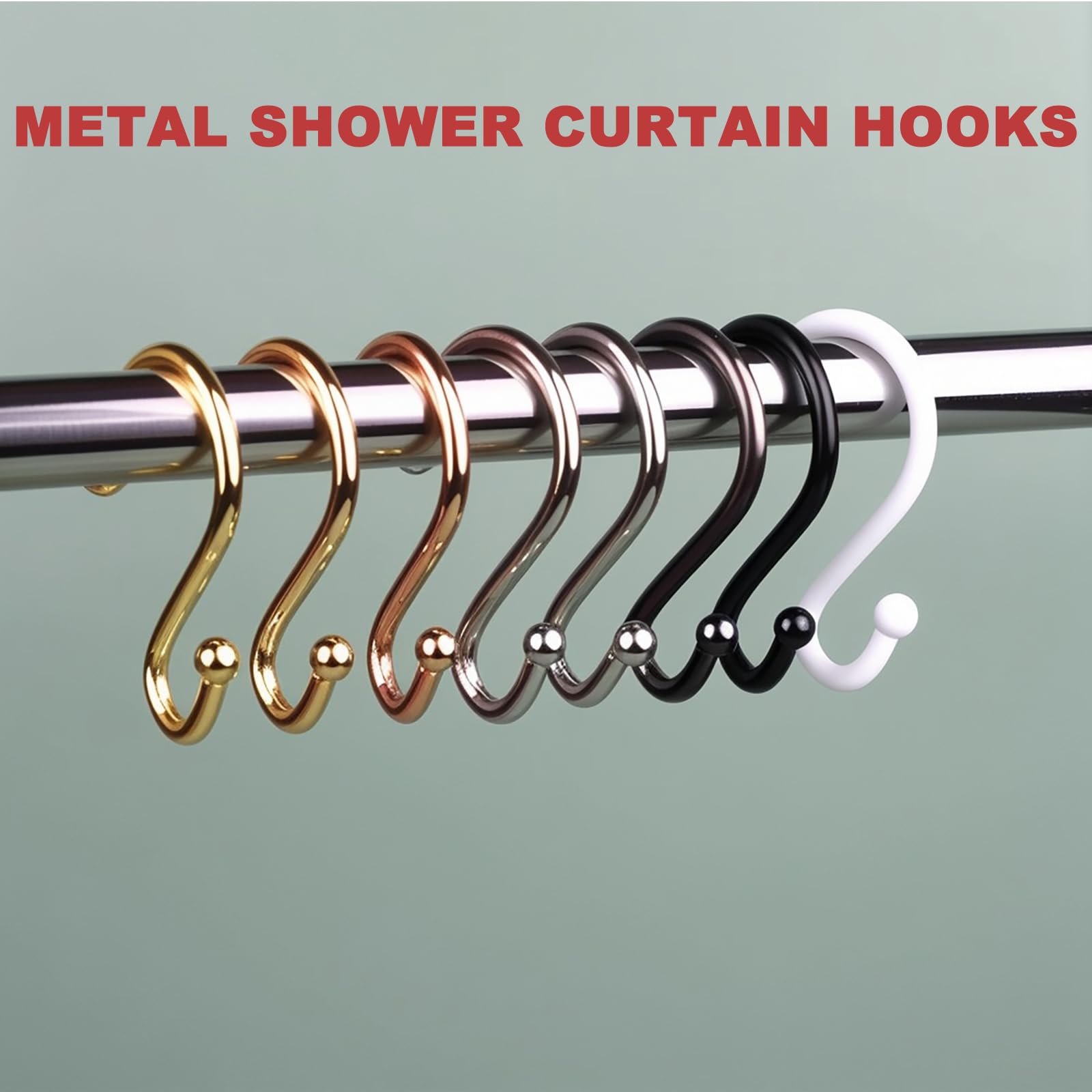 12 Pack Gold S-Shaped Metal Shower Hooks - Rustproof Decorative Hangers for Shower Curtains, Towels, Clothing & Plants - Bathroom & Home Organization Accessories (Perfect for Hanging, Decorating & Space Saving)