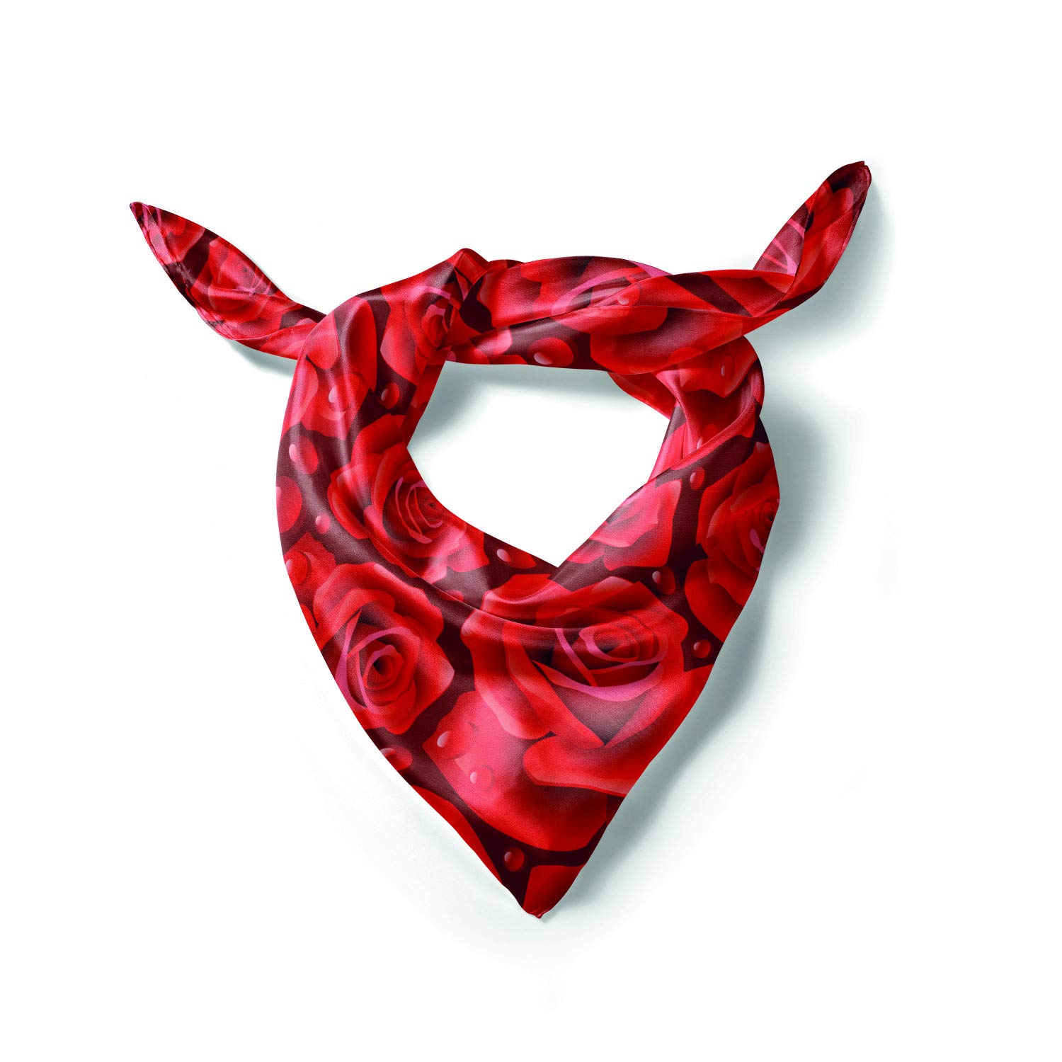 Ambesonne Rose Headscarf - Red Roses with Water Drops Design, Elegant Hijab Scarf for Women, Perfect for Daily Wear, Parties, and Special Occasions