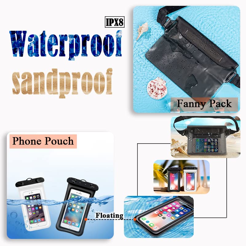 **Waterproof Phone Pouch & Waist Pack – 3 Pack Underwater Dry Bag for Swimming, Beach, Kayaking – Keep Phone & Valuables Safe & Dry – Ideal for Travel, Vacation & Outdoor Adventures**