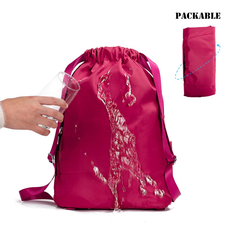 ZOORON Waterproof Gym Backpack for Men & Women - Lightweight Sports Drawstring Bag with Adjustable Straps, Perfect for Workout, Travel, Hiking & School (Black) - Compact Daypack for Fitness Enthusiasts & Outdoor Adventures
