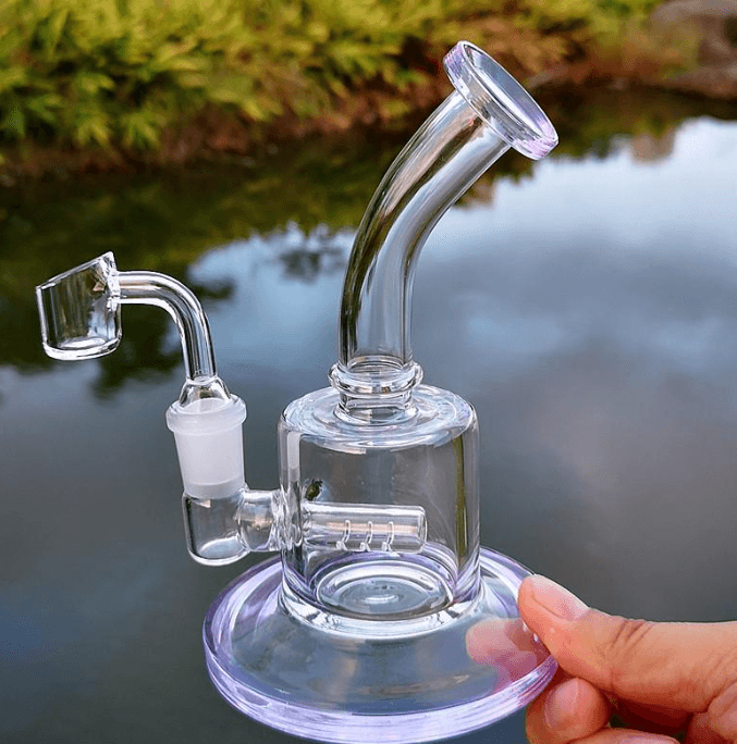 Premium Thick Glass Dab Rig with Quartz Banger - 10mm/14mm Water Pipe for Concentrates | Smooth & Durable Design for Home Use or Travel