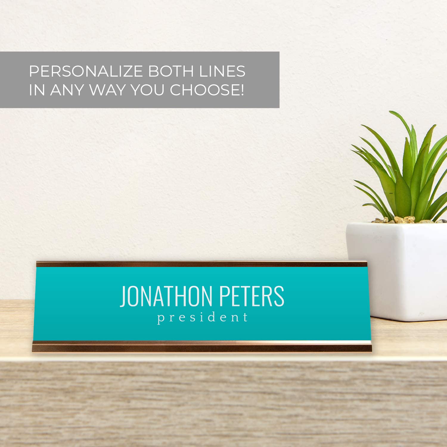 Custom Turquoise Desk Name Plate - 2
