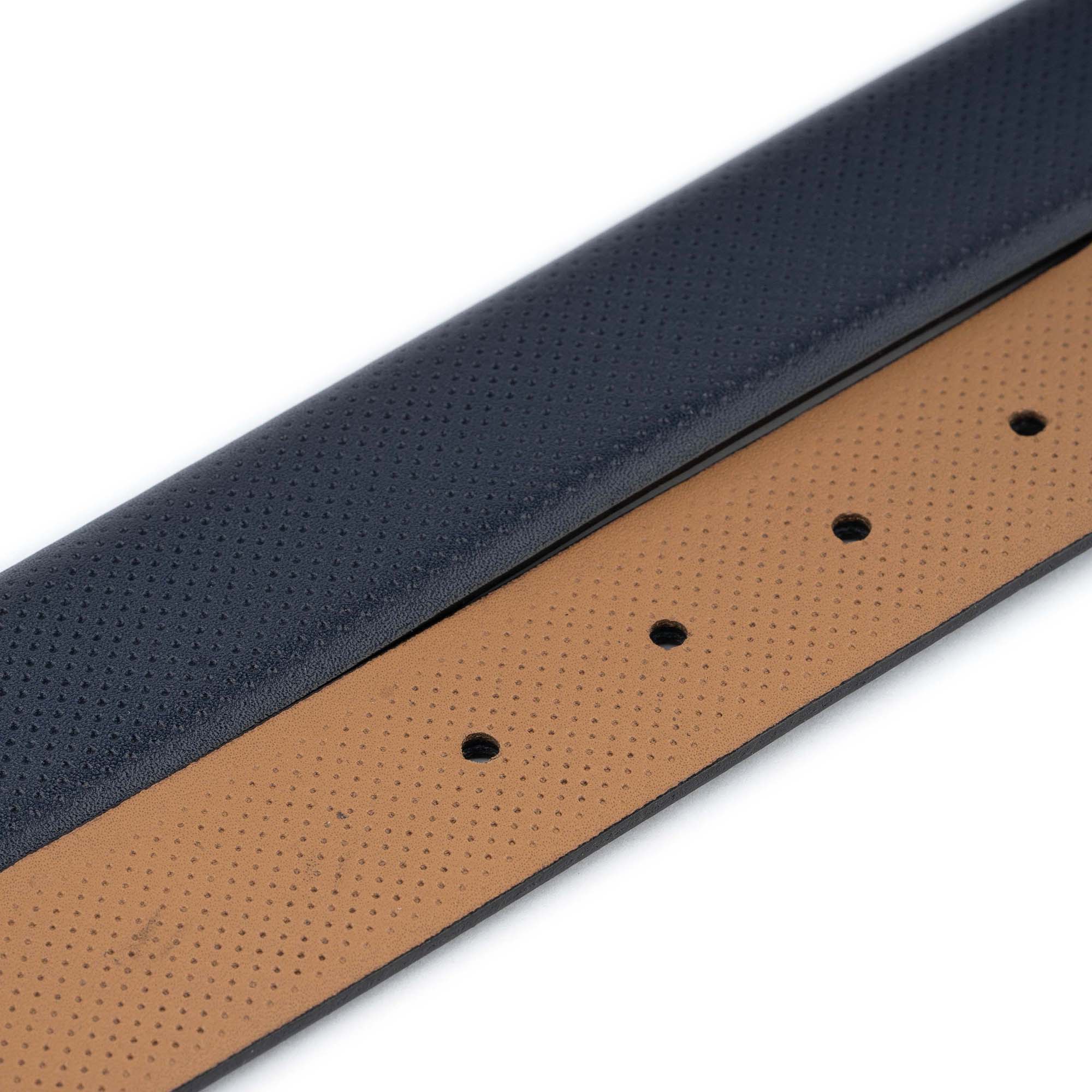 Ferragamo Replacement Belt Strap - Navy Blue Dotted Texture Leather Belt for Men | Perfect for Dress Pants, Business Attire & Formal Occasions