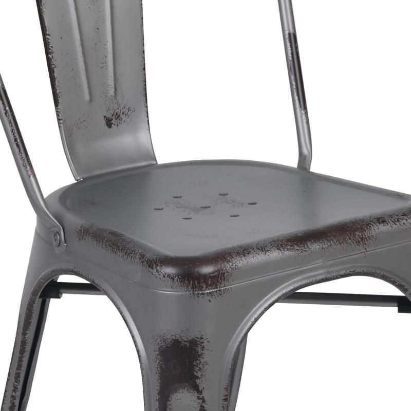 FLASH Commercial Grade Distressed Green Blue Metal Stackable Chair - Indoor & Outdoor Use for Patio, Restaurant, Cafe, and Event Seating - ET 3534