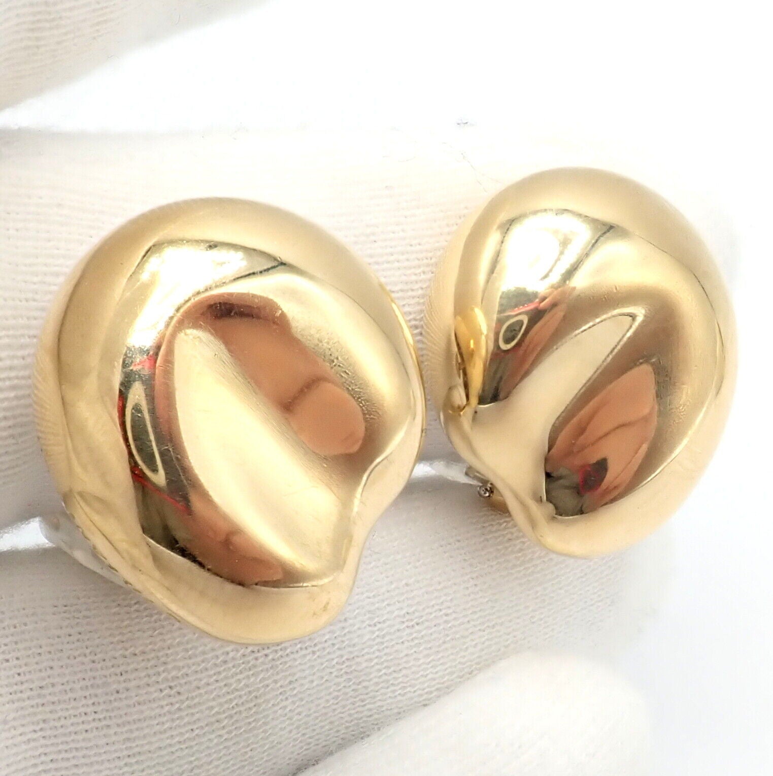 Authentic Tiffany & Co Peretti 18k Yellow Gold Extra Large Thumbprint Earrings - Luxury Gold Hoop Earrings for Women, Perfect for Weddings, Parties & Special Occasions