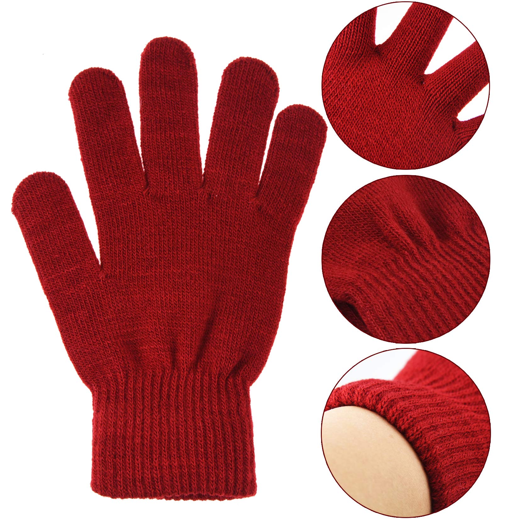 12 Pairs Winter Knit Gloves for Women & Men - Stretchy Magic Full Finger Gloves for Cold Weather, Outdoor Activities & Daily Use