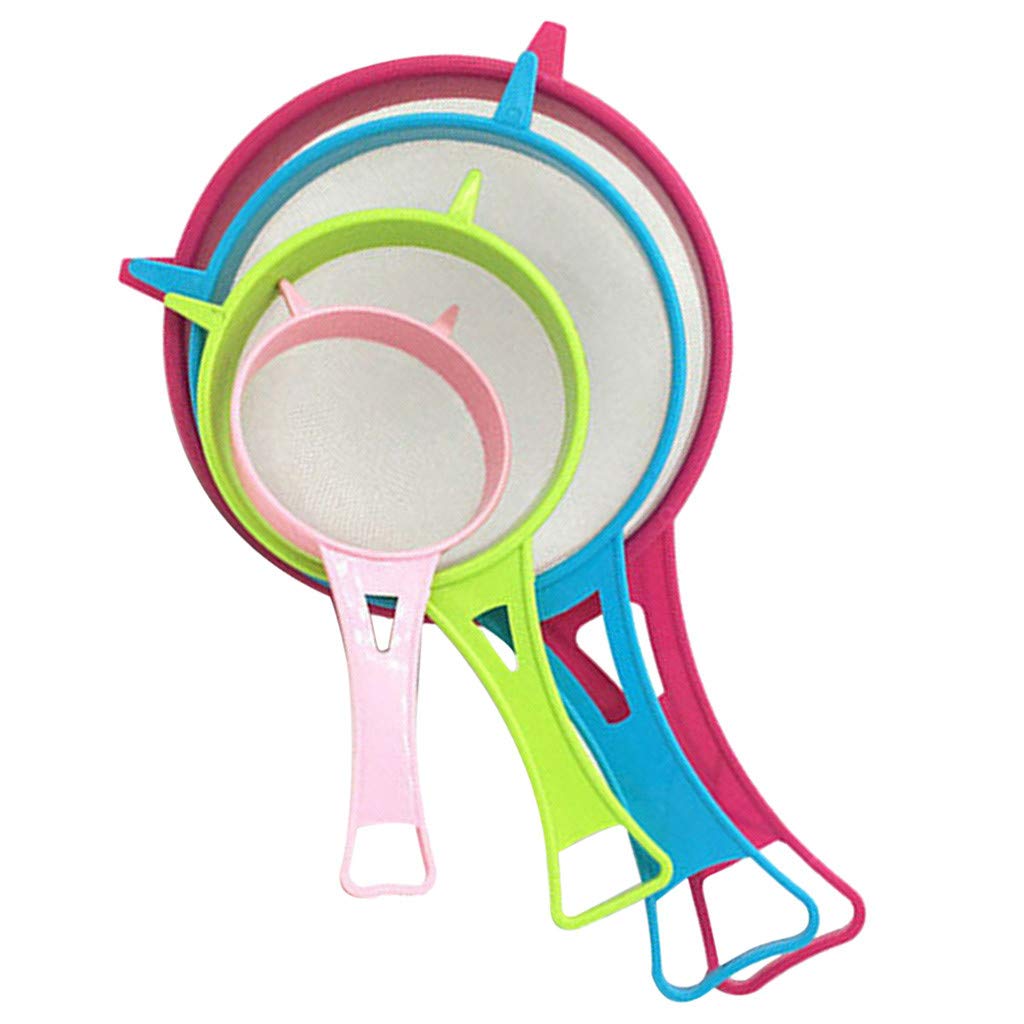 4-Piece Small Mesh Plastic Scoop Strainer Set - Food Kitchen Sieve Basket for Cooking, Baking & Mixing - Durable Silicone Kitchen Tools & Gadgets for Home, Restaurant & Bar Use
