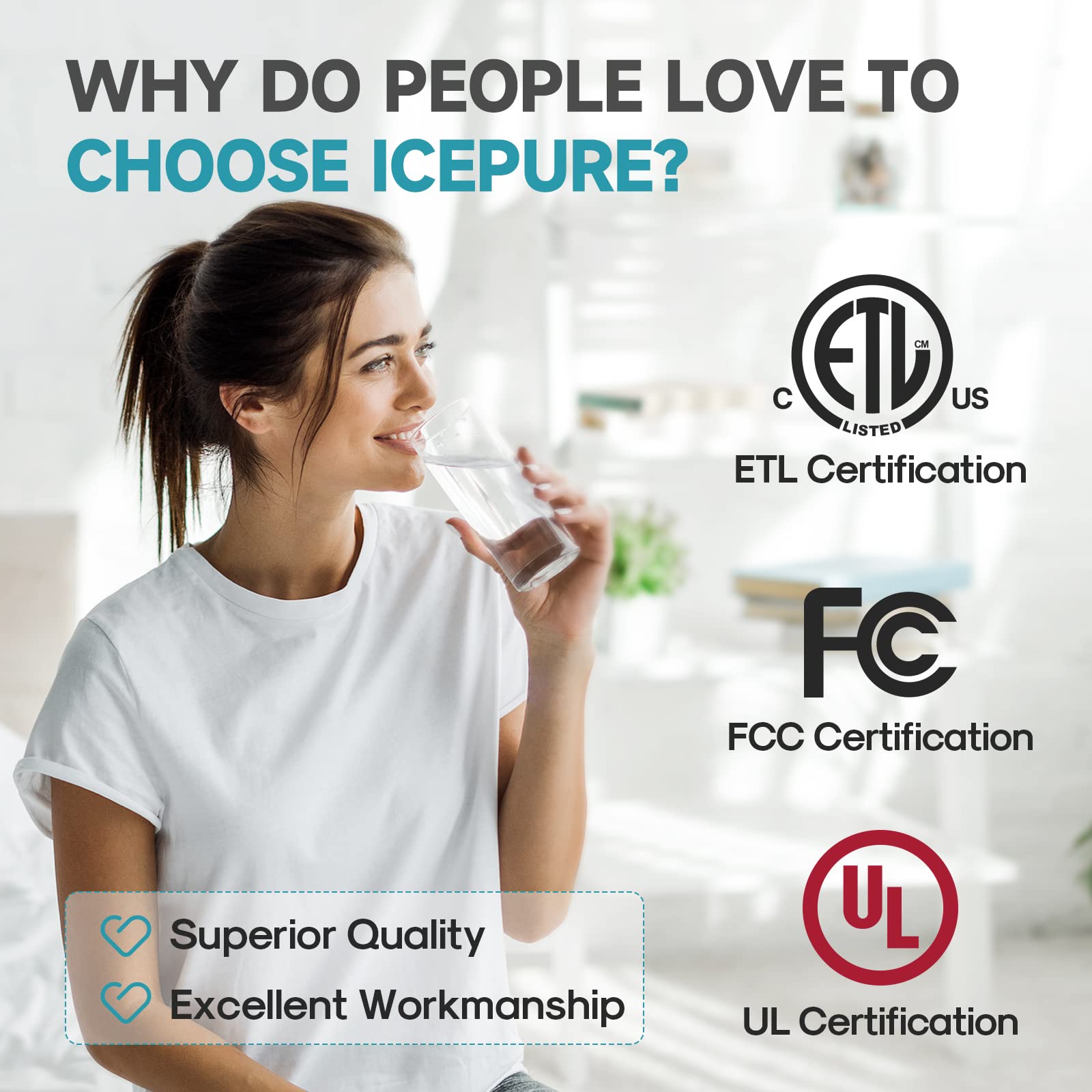 ICEPURE 3-in-1 Countertop Water Cooler Dispenser with Built-In Ice Maker - Hot, Cold & Room Temperature Water + Bullet Ice - Top Loading for 2/3/5 Gallon Bottles - 26.5 Lbs Daily Ice Production - Child Safety Lock - Black - Perfect for Home, Office & Kitchen Use