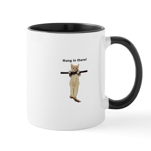 White/Black Inside - Hang In There Baby Cute Kitty Cat Kitten On Branch