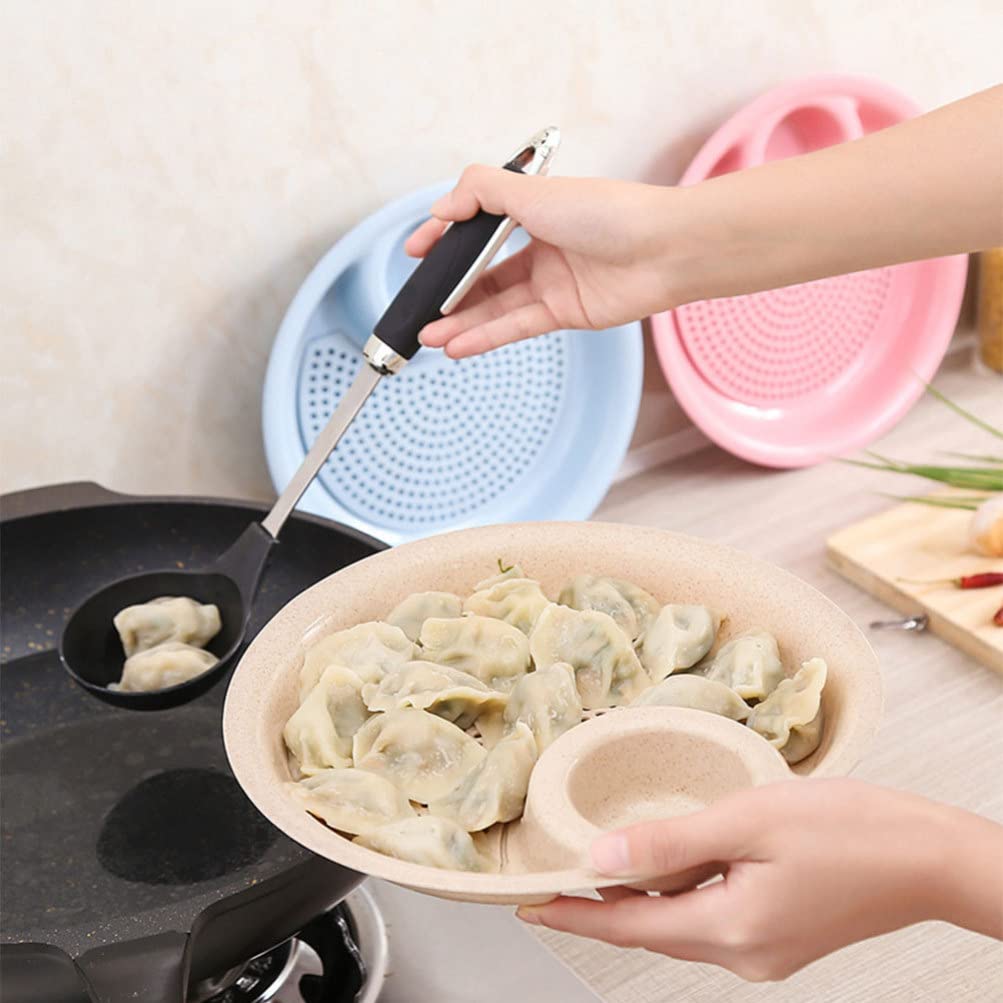 5-Piece Plastic Dumpling & Fruit Drainer Dish Set - Multipurpose Kitchen Colander for Draining, Serving & Storing - Perfect for Dumplings, Fruits, Vegetables & Pasta - Dishwasher Safe BPA-Free Kitchen Essential