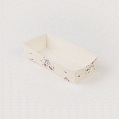 Bake Tek 14 oz Beige Vintage Floral Paper Baking Tray - Greaseproof & Disposable - 7.75