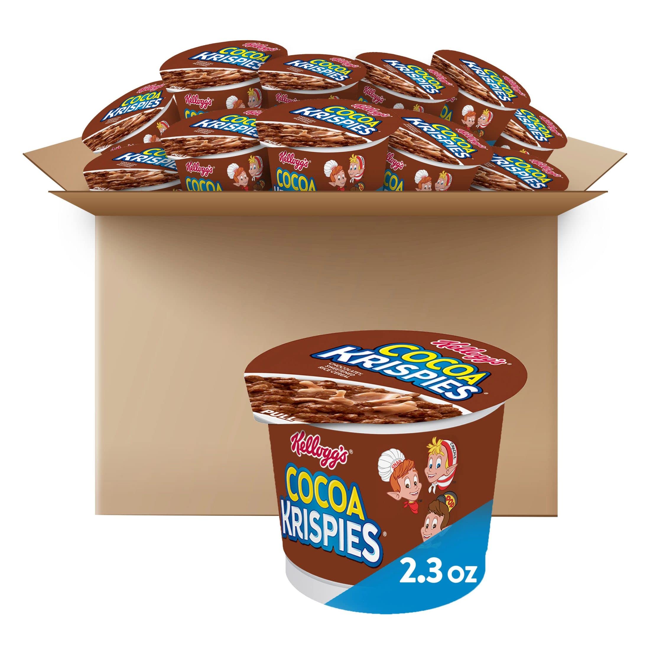 Kellogg's Cocoa Krispies Breakfast Cereal Cups - 12 Pack (27.6oz) | Chocolate Flavored Kids Snacks | Portable Cereal To Go | Perfect for School Lunches, Road Trips & Quick Breakfasts