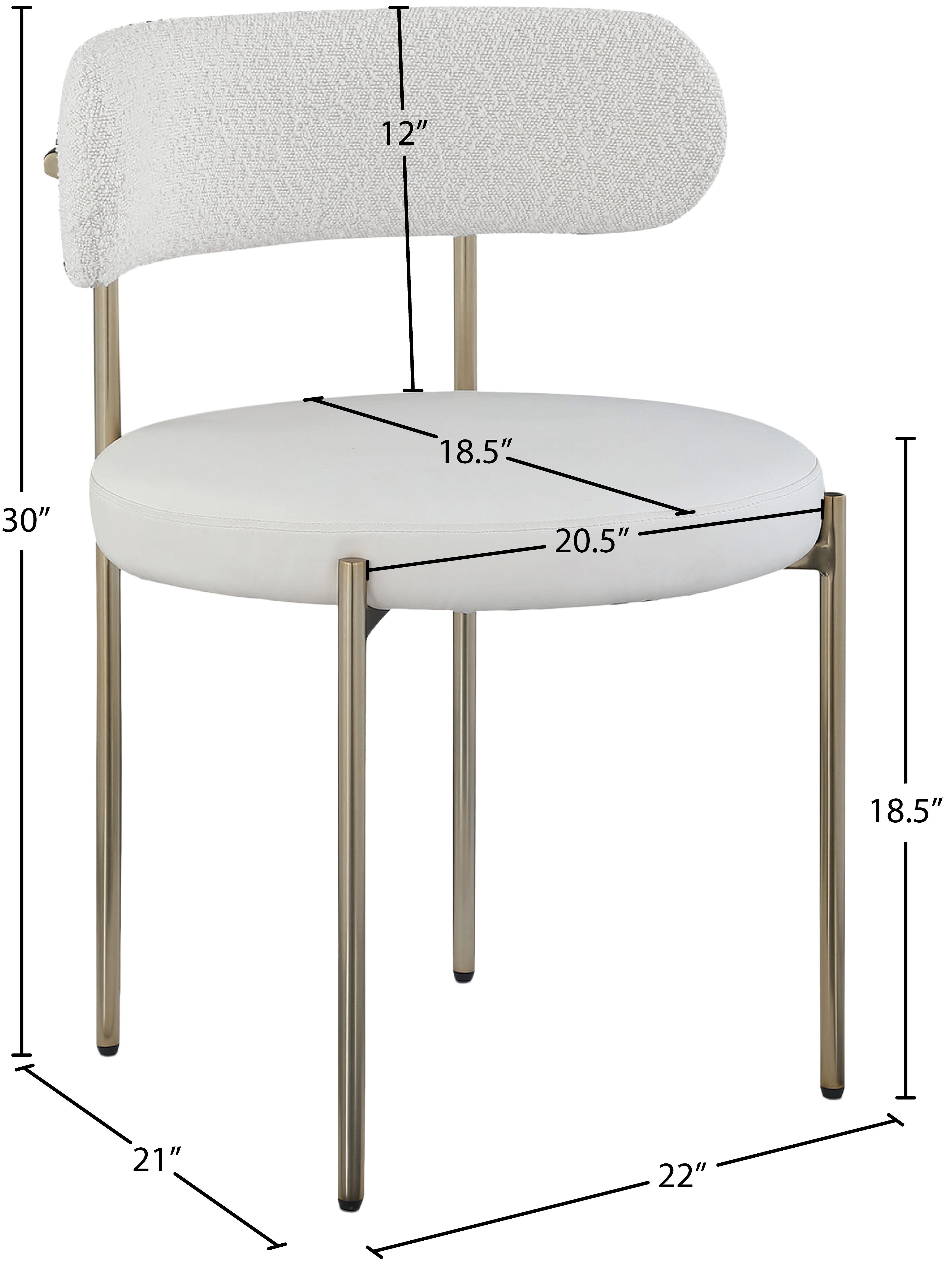 Vegan Leather & Boucle Fabric Dining Chair - Modern Comfortable Kitchen & Dining Room Seating for Home & Office Use