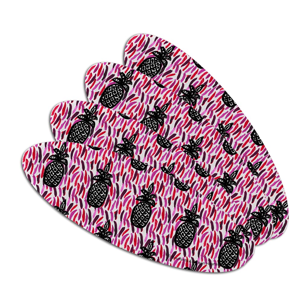 Wacky Pineapples Double-Sided Oval Nail File Set - 4 Pack Emery Boards for Natural & Acrylic Nails - Perfect for Home, Salon & Travel Manicures