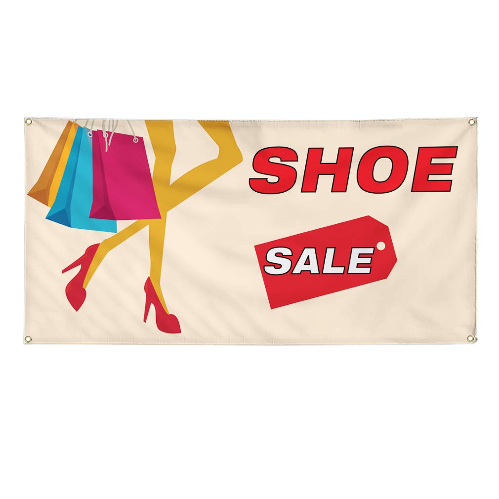 Custom Vinyl Banners for Outdoor Advertising - 48x96 Inches Weatherproof Shoe Sale Sign with 8 Grommets | Perfect for Retail Promotions, Yard Sales & Business Events