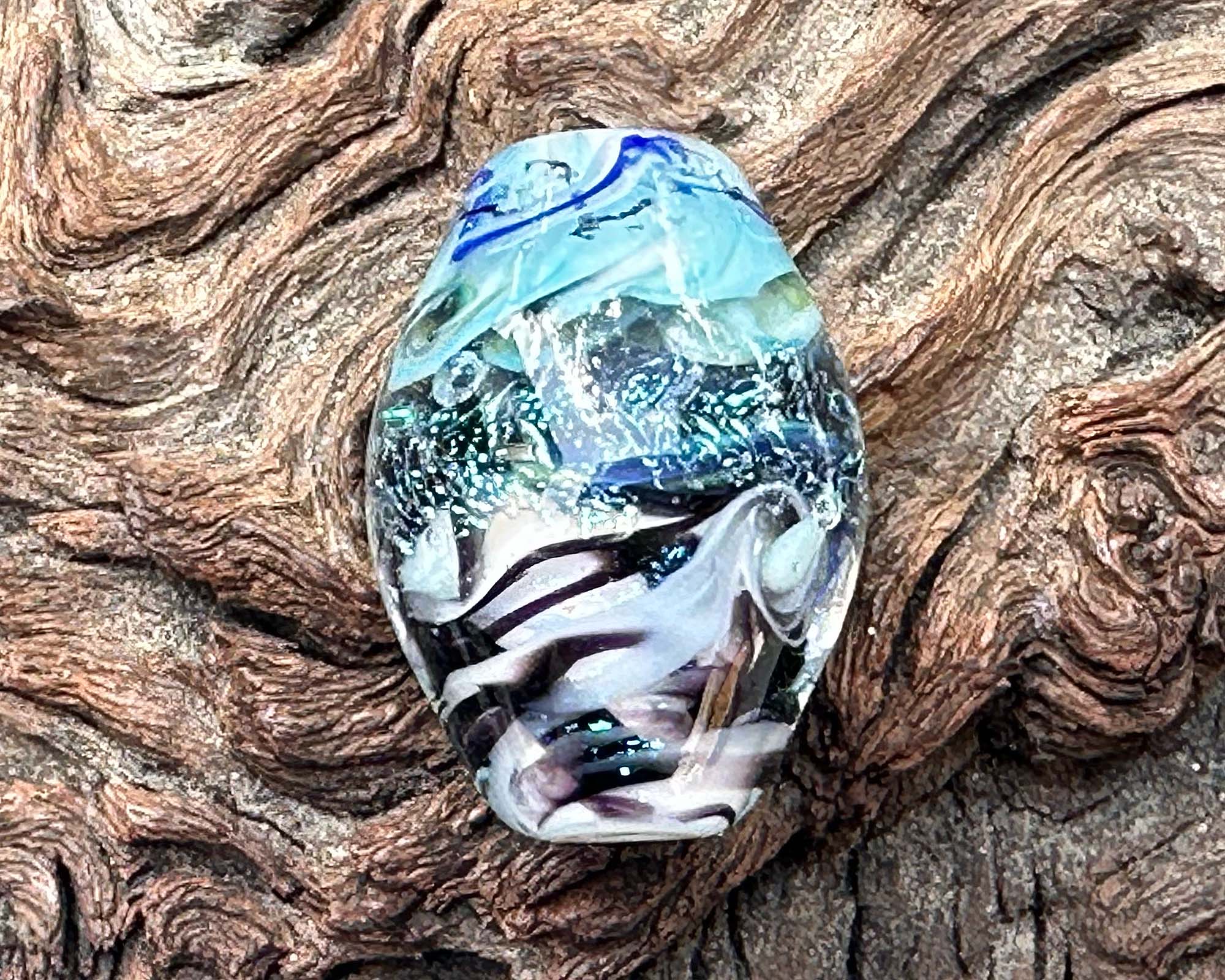 Dichroic Glass Lampwork Focal Bead for Jewelry Making - Swirling Waters Design - Handmade Artisan Bead for Necklaces, Bracelets & DIY Crafts