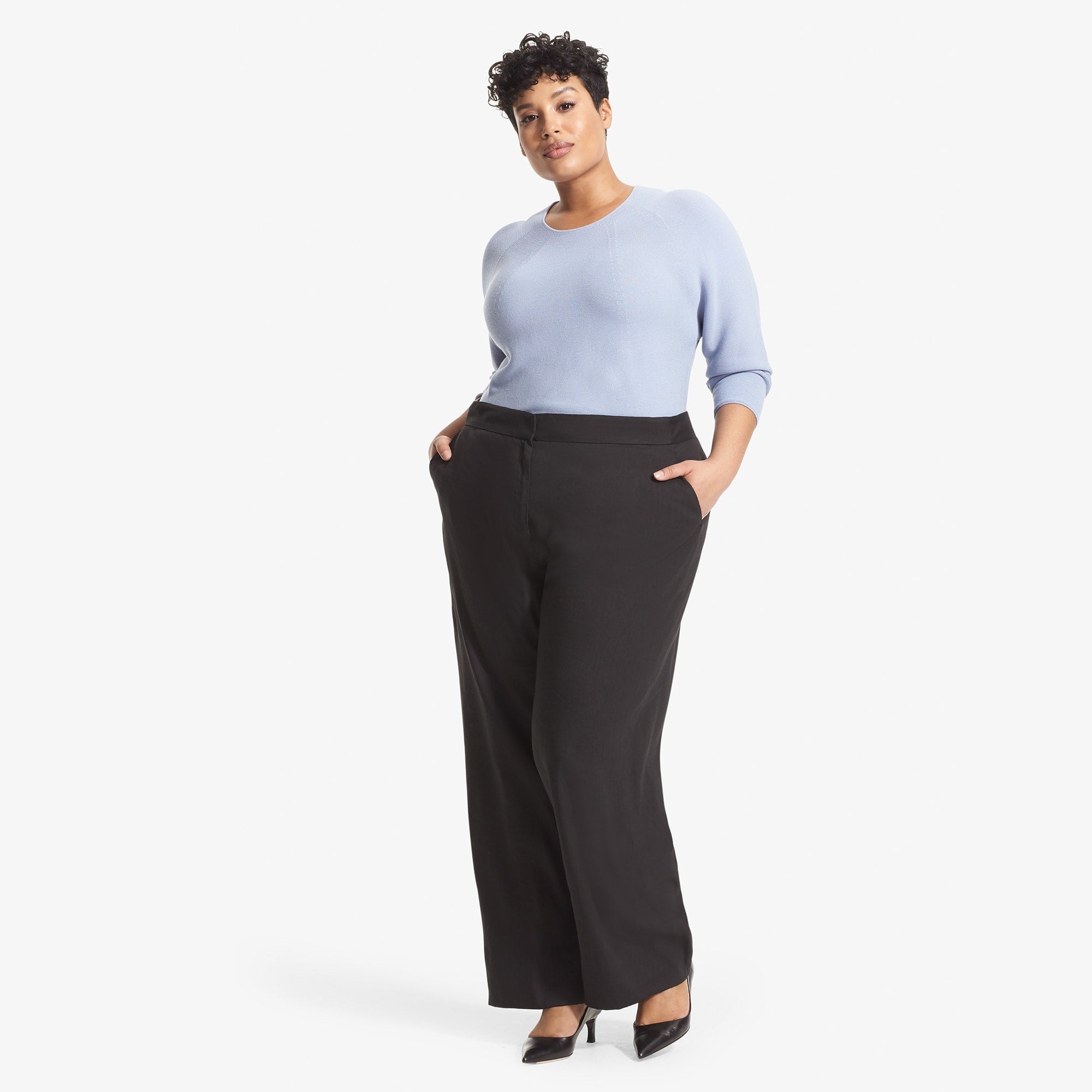 Tinsley Wide Leg Stretch Linen Pants for Women - Comfortable & Breathable Black Trousers - Perfect for Office, Travel and Casual Wear