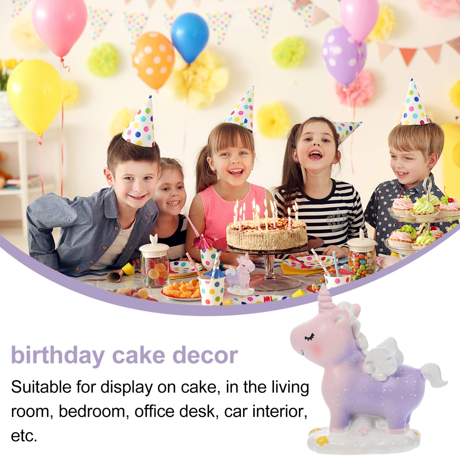 Cartoon Unicorn Cake Topper - Birthday Party Cake Decoration Ornaments, Unicorn Cake Accessories for Kids Birthday, Baby Shower & Wedding Celebrations