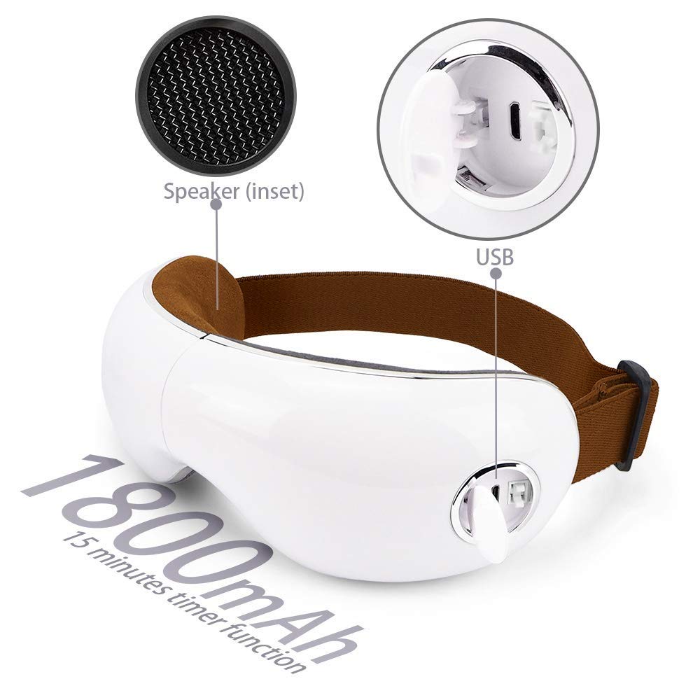 GLOBAL RELAX® SKANDAS Foldable Facial & Eye Massager with Heat, Shiatsu, Compression & Vibromassage - Dark Circle Corrector, Built-in Speakers & Music - Perfect for Home Relaxation, Travel & Stress Relief
