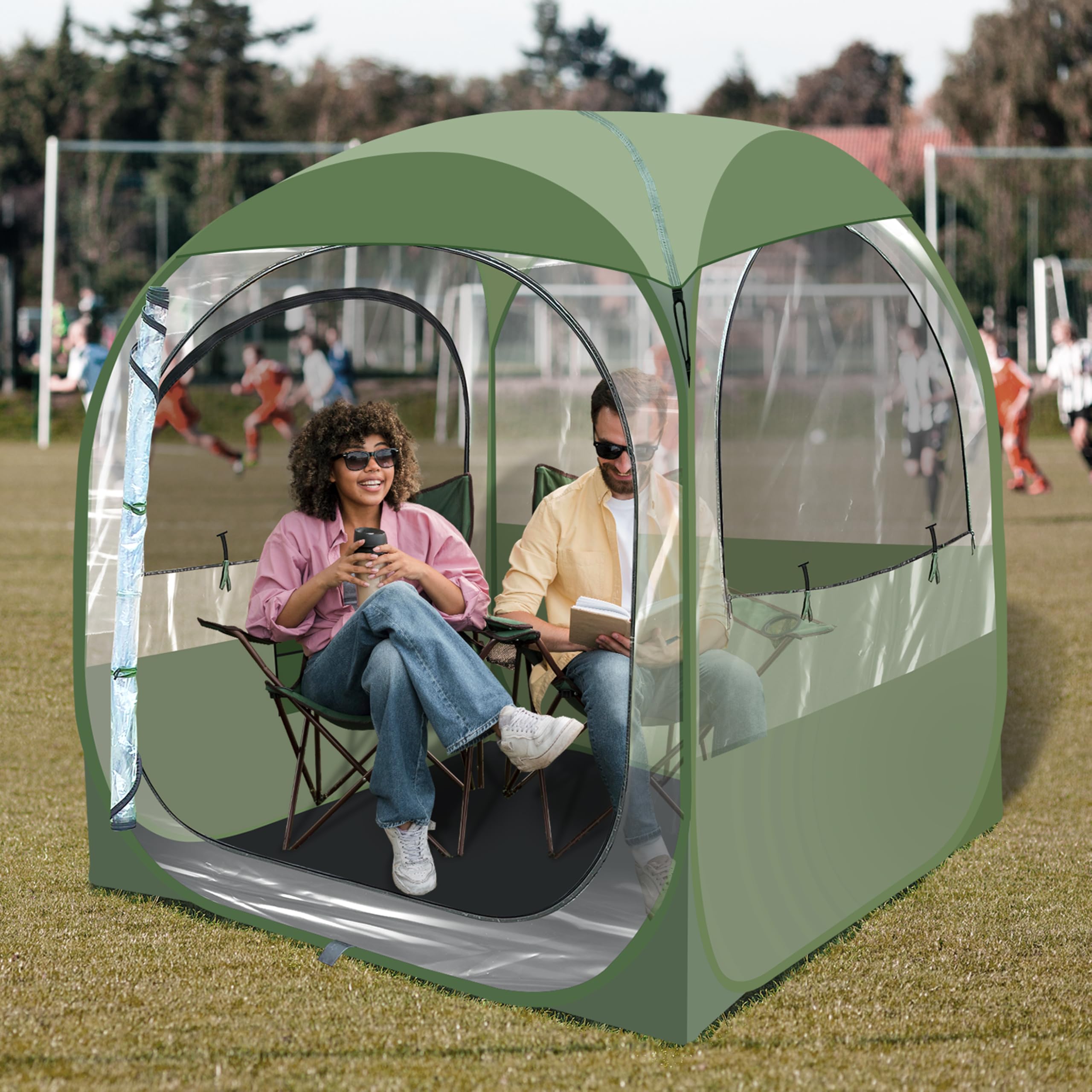 Transparent Popup Tent - Weatherproof Clear Dome with Removable Windows for Garden Parties, Stargazing, Outdoor Lounging, Camping, and Backyard Relaxation