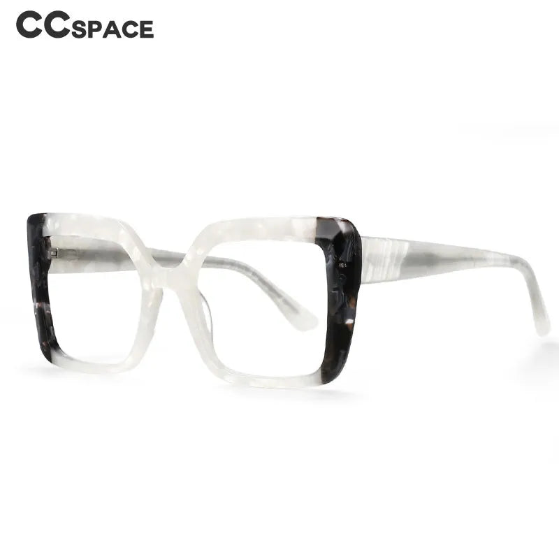 CCspace Women's Full Rim Square Acetate Reading Glasses +2.00 to +4.00 Magnification - Stylish Hyperopic Eyewear for Reading, Computer Work & Close-Up Tasks
