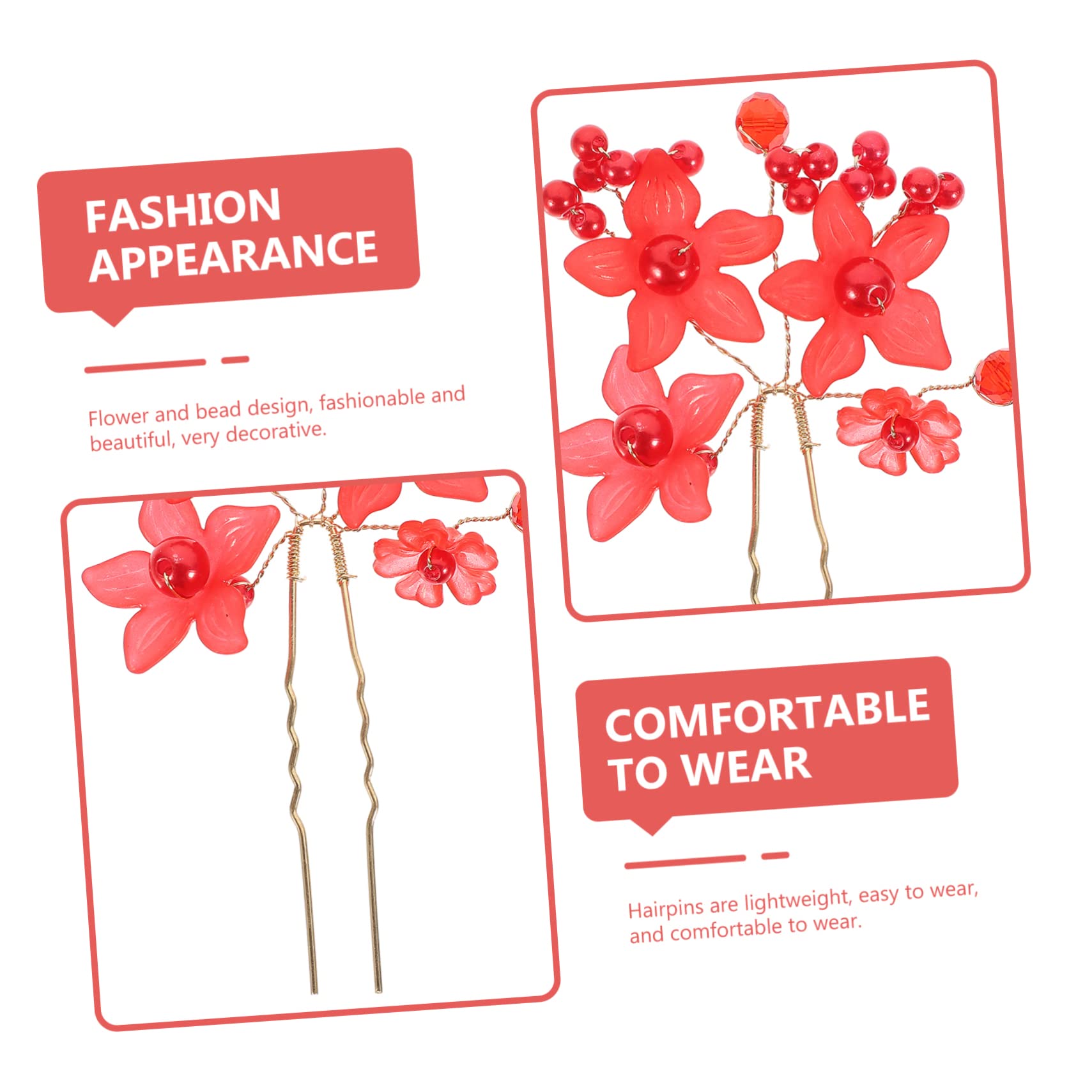 Beavorty 2 Sets Hair Sticks for Women & Girls - Floral Hair Forks, Hair Pins for Buns & Updos - Classic Design (4pcs x 2) - Perfect for Weddings, Parties & Everyday Elegant Hairstyles