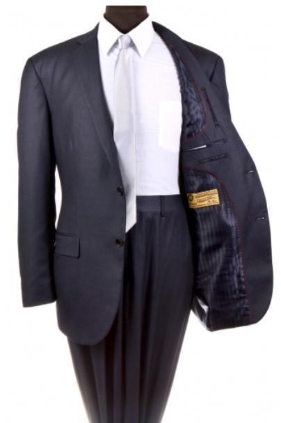 Premium Men's 2-Piece Wool Suit - Regular Fit Navy Blue | Business Formal Attire for Office, Weddings & Special Occasions