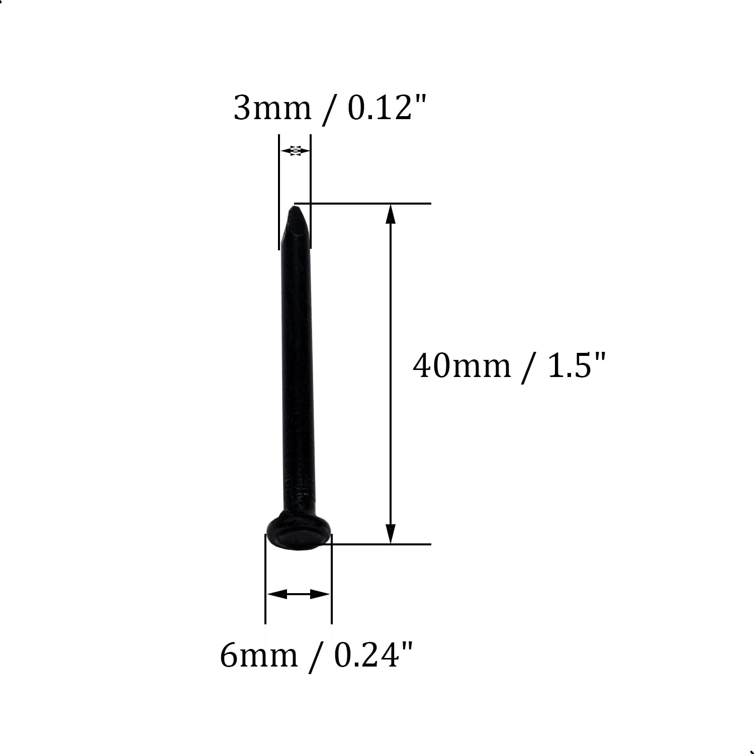 50PCS 1.5 Inch Carbon Steel Masonry Nails - Black 40mm Concrete Nails for Woodworking, Wall Cement & Construction Projects - Heavy Duty Fasteners for DIY Home Improvement and Professional Building Use