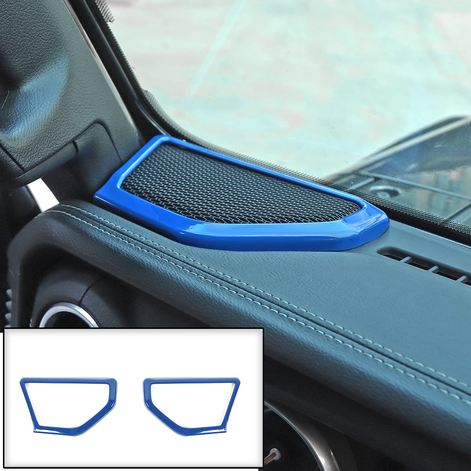 Blue A-Pillar Speaker Cover Trim Interior Accessories for 2018-2024 Jeep Wrangler JL/JLU & Gladiator JT - Upgrade Your Car Audio System & Enhance Cabin Style