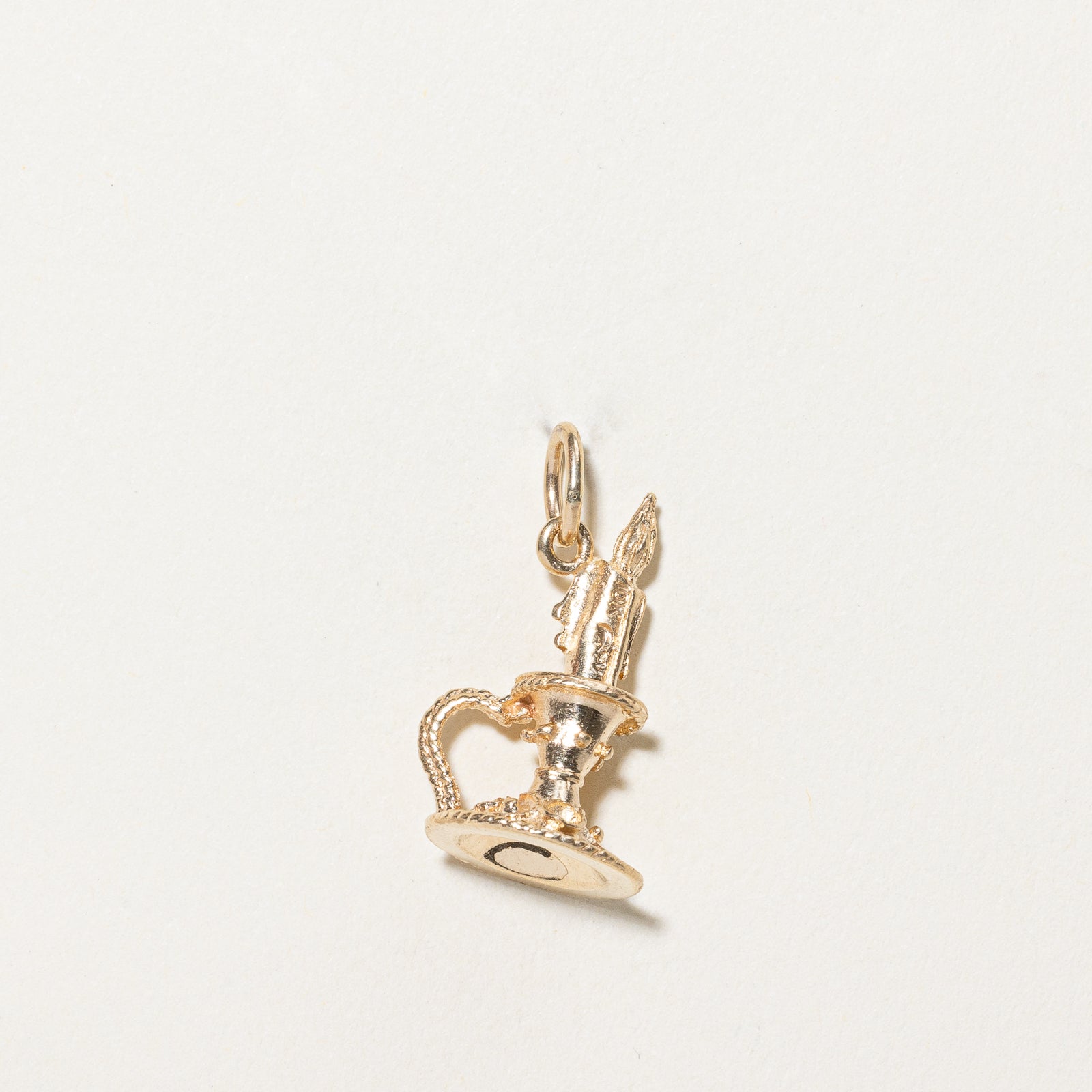 10K Yellow Gold Candlestick Charm Pendant - Elegant Jewelry for Necklace, Bracelet & DIY Crafting - Perfect for Gifts, Parties & Home Decor