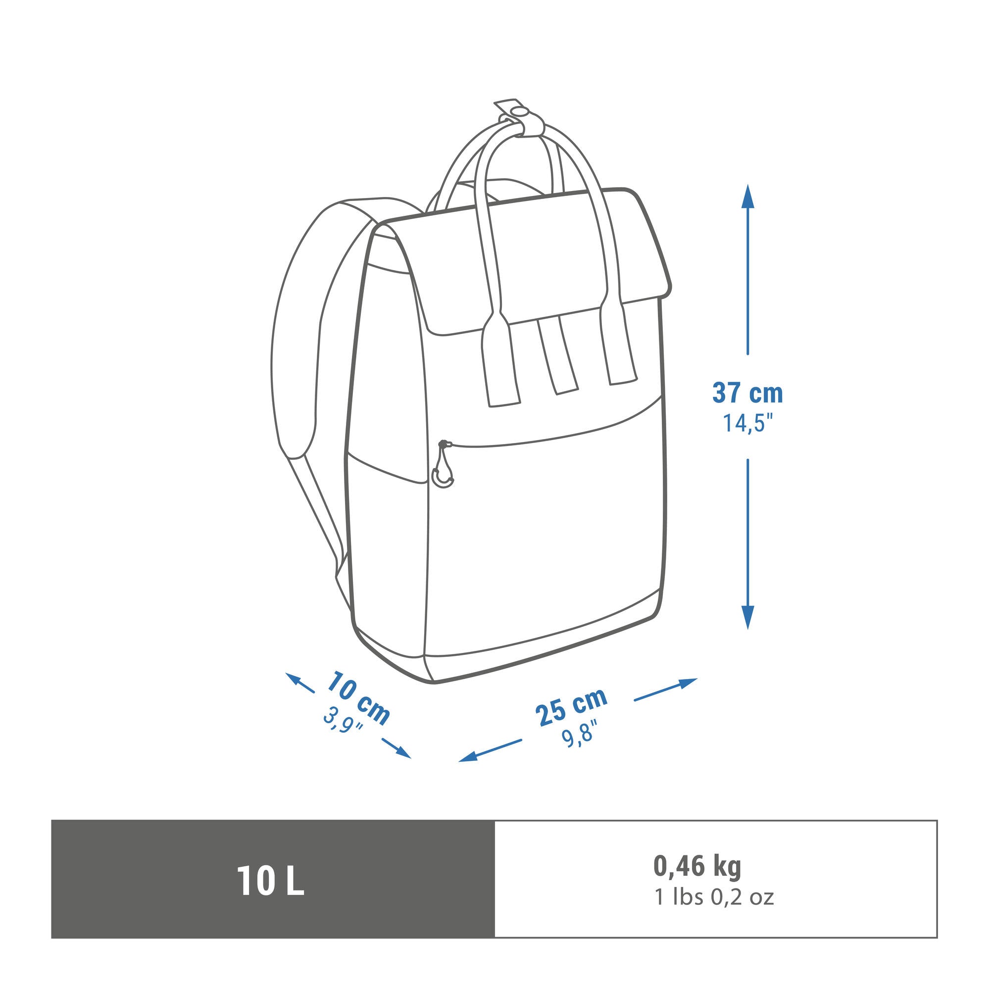 Quechua NH Escape 150 10L Lightweight Hiking Backpack - Perfect for Outdoor Adventures, Camping & Travel