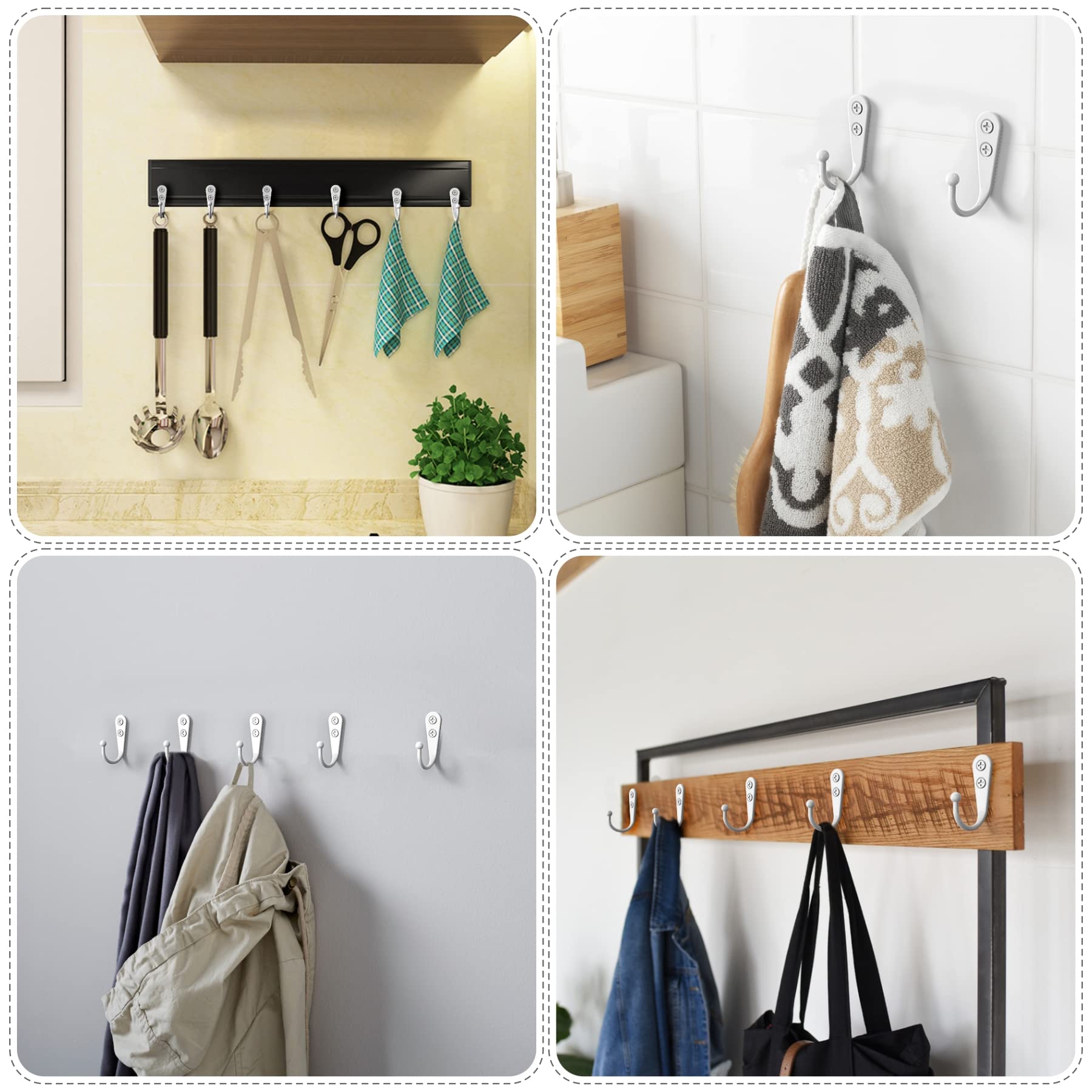 25-Pack Heavy Duty Wall Hooks with Screws - White Coat Hangers for Hanging Jackets, Hats, Bags & Home Decor - Perfect for Entryway, Bathroom & Garage Organization