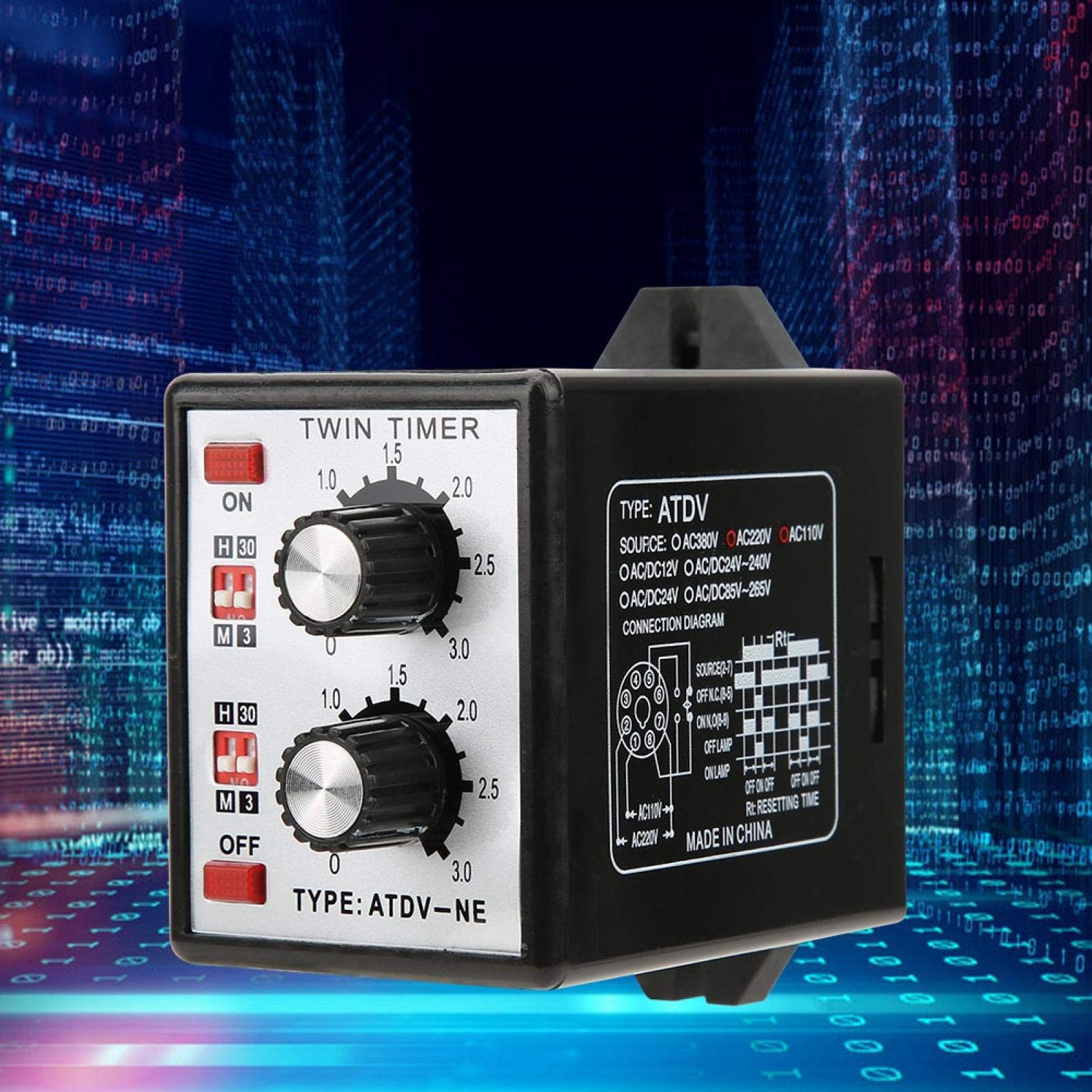 Oumefar Multi-Section Short Period Repeat Cycle Timer - Intermittent Timer with Twin Timer Relay & Knob Control (On/Off Timer Relay) ATDV-NE AC110V/220V - Perfect for Industrial Automation, Home Appliances & DIY Projects