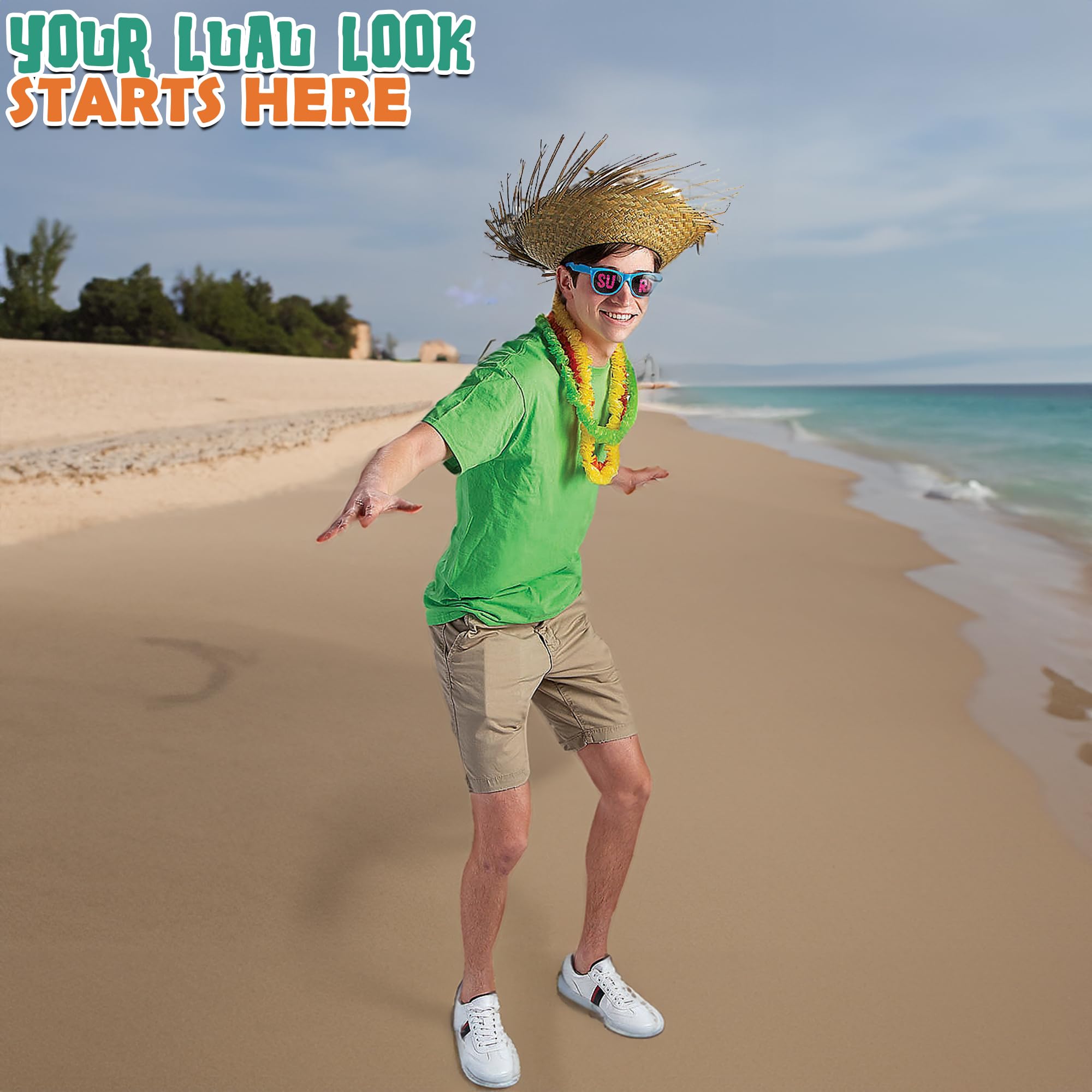 Fun Express Grand Luau Party Wearables Kit (50-156 Pieces) - Tropical Party Supplies with Leis, Hats & Sunglasses - Perfect for Beach Tiki Parties, Hawaiian Luaus & Summer Themed Events