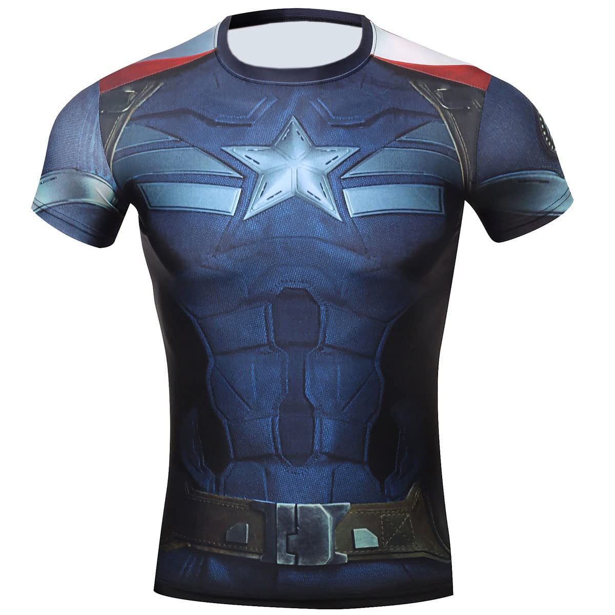 Men's Compression Sports Fitness Shirt - Moisture Wicking Superhero Graphic Workout T-Shirt for Running & Gym Training - Short Sleeve Athletic Top for Men's Fitness & Cross Training