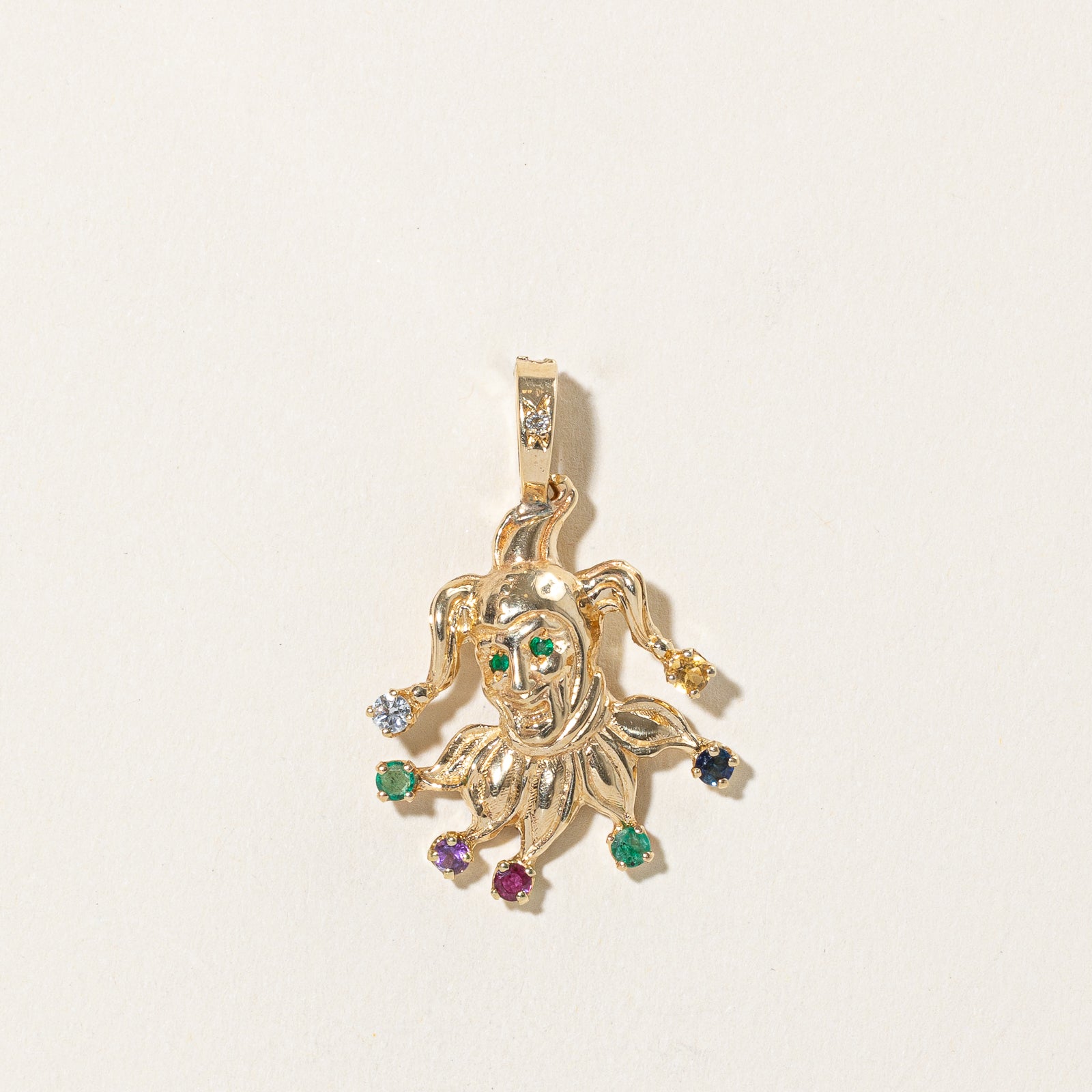 Multi Gemstone Jester Pendant Necklace - 0.50ctw (0.06ct per Stone) | Elegant Bohemian Jewelry for Women | Perfect for Parties, Gifts & Everyday Wear