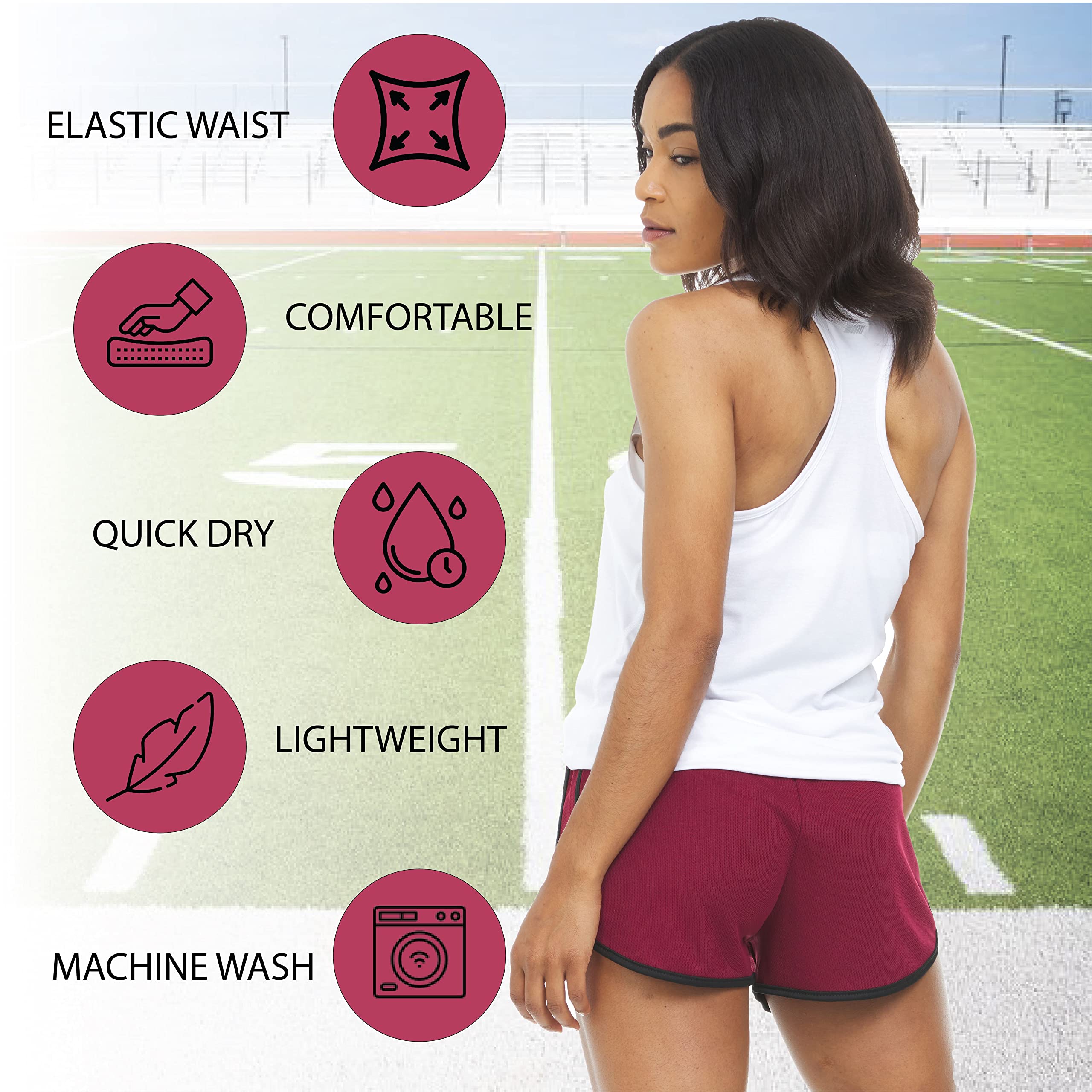 Essential Elements Women's Active Shorts - 5-Pack Drawstring Gym Shorts for Yoga, Workout, Running & Training | Breathable Comfort for Home Exercise, Outdoor Sports & Gym Sessions