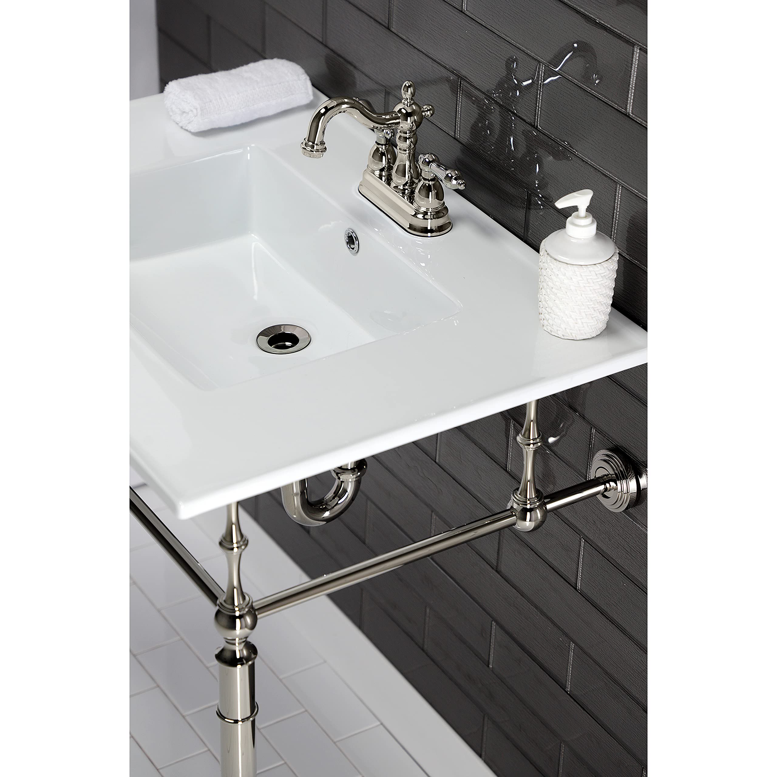 Kingston Brass LBT31227W34 White Continental Vanity Sink Top - Modern Bathroom Sink for Bathroom Vanity, Powder Room & Guest Bath Decor