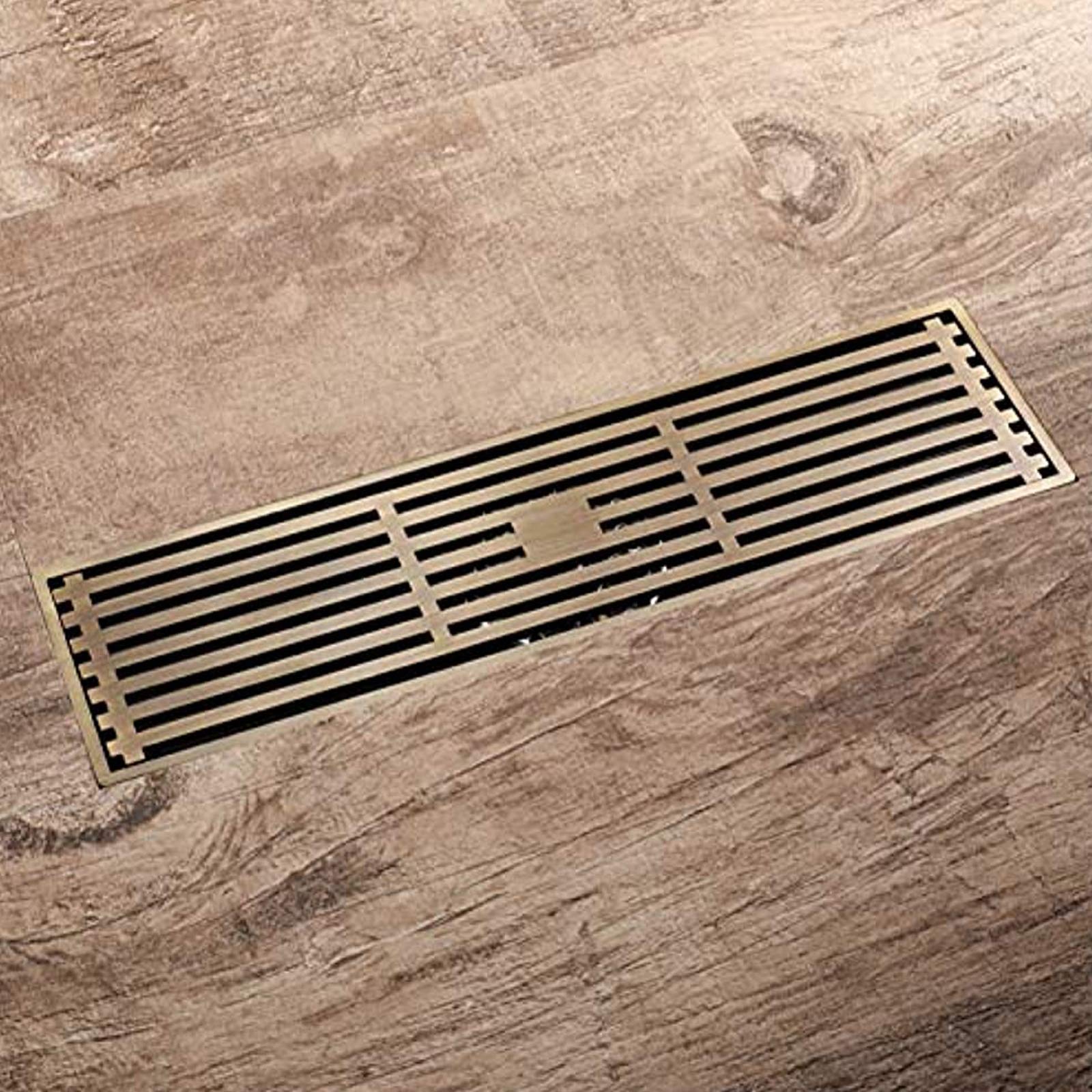 Premium Bronze Linear Shower Drain - 11.8 x 3.2 Inch Rectangle Brass Floor Drain with Removable Cover - Heavy Duty Bathroom Shower Waste Drain - Ideal for Modern Bathrooms, Wet Rooms & Luxury Showers